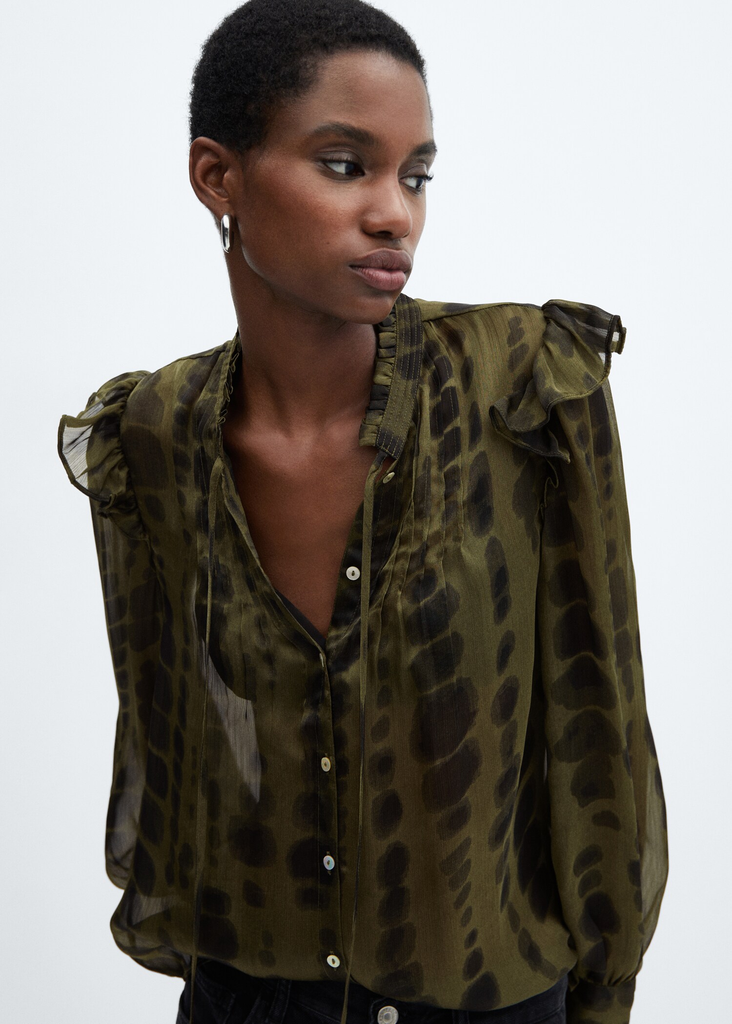 Satin print blouse - Medium plane
