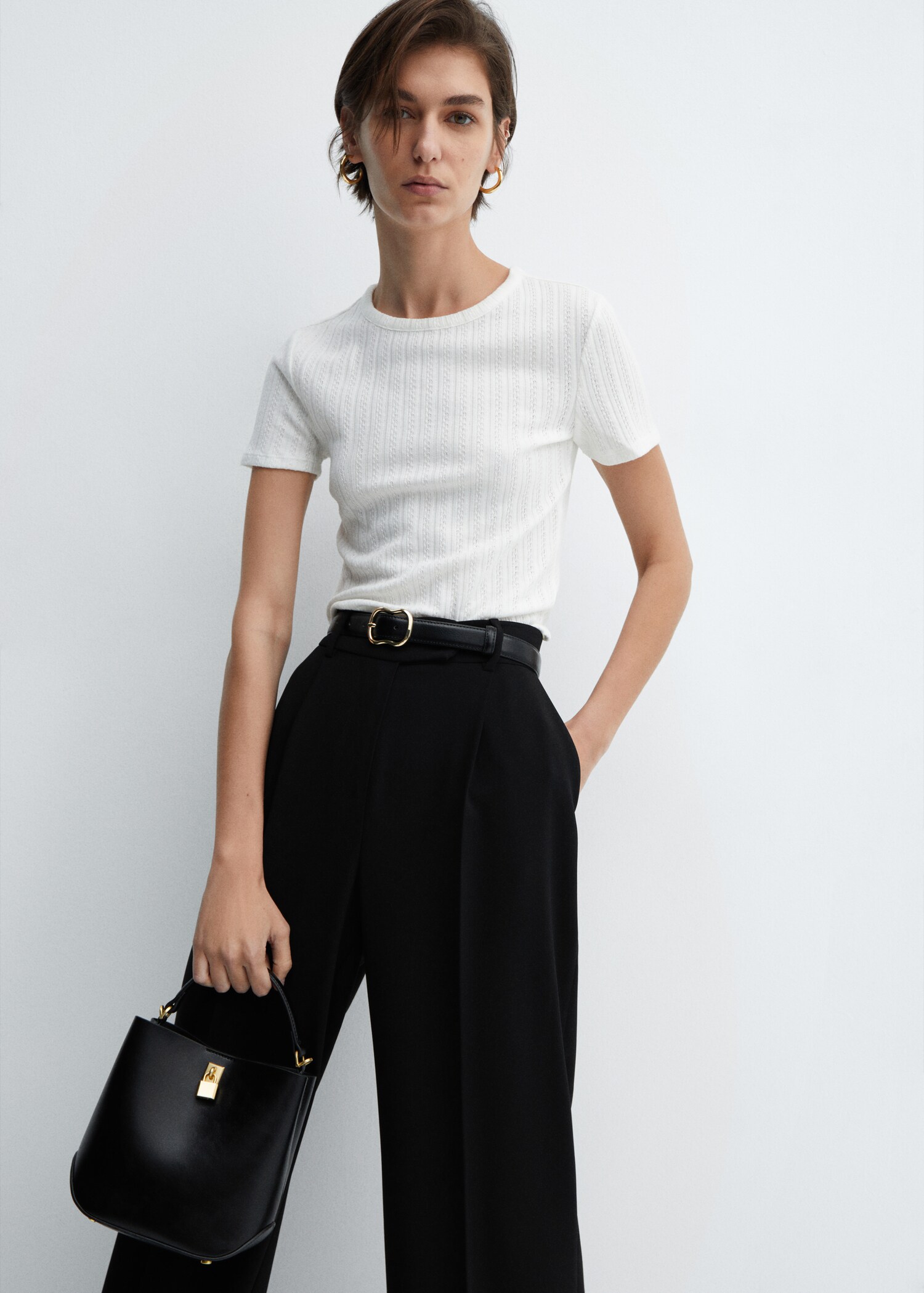 Ribbstickad t-shirt textur - Bild av mittparti