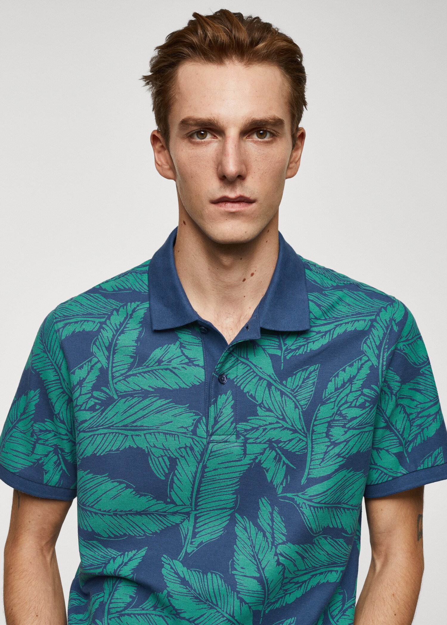 Tropical print cotton polo shirt - Details of the article 1