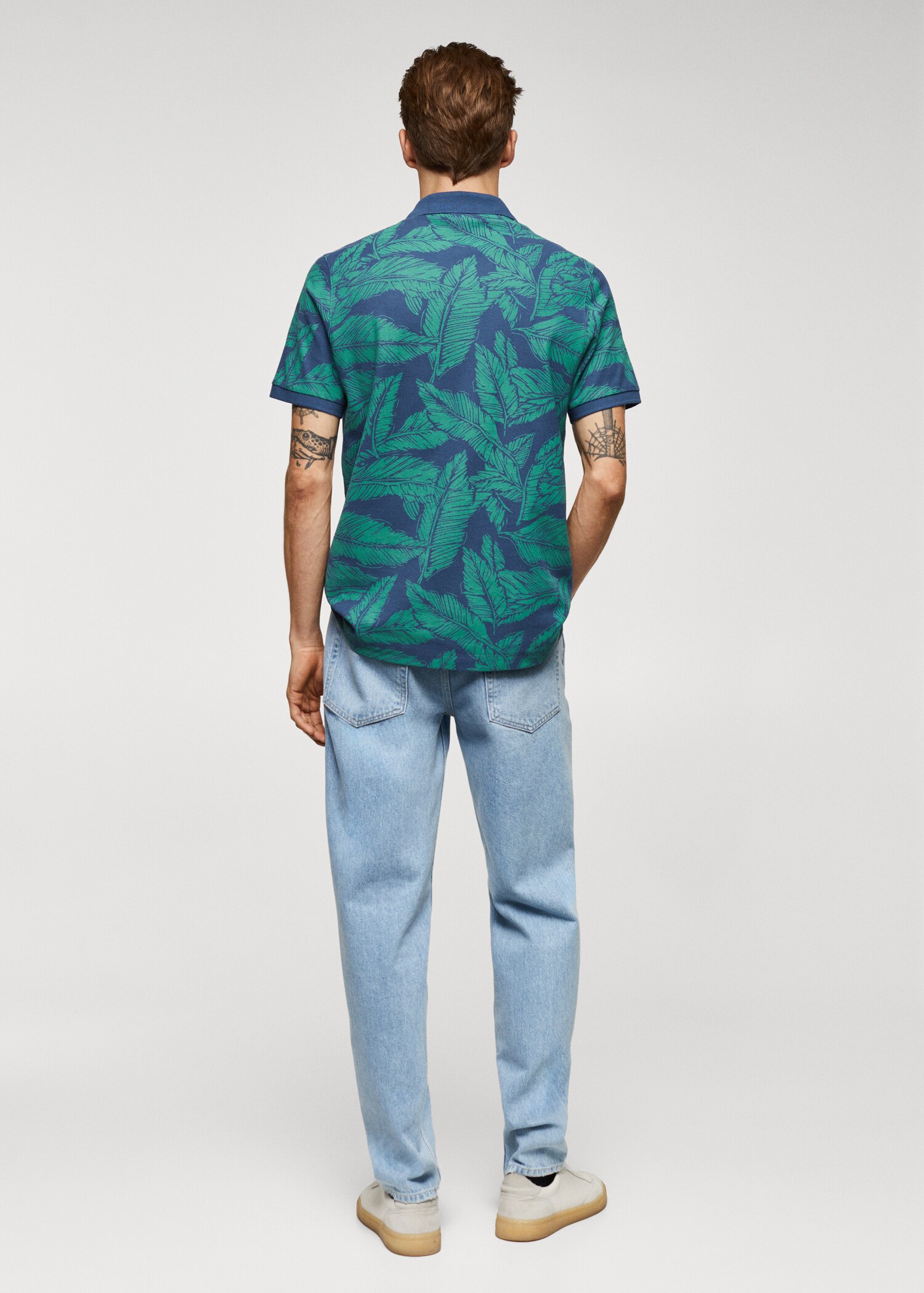 Tropical print cotton polo shirt - Reverse of the article