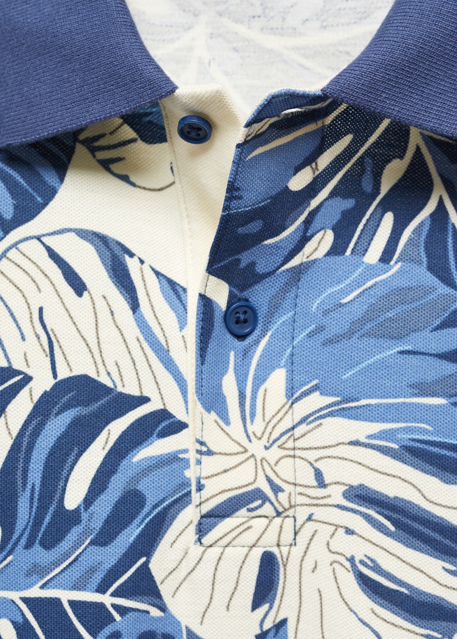 Tropical print cotton polo shirt - Details of the article 1