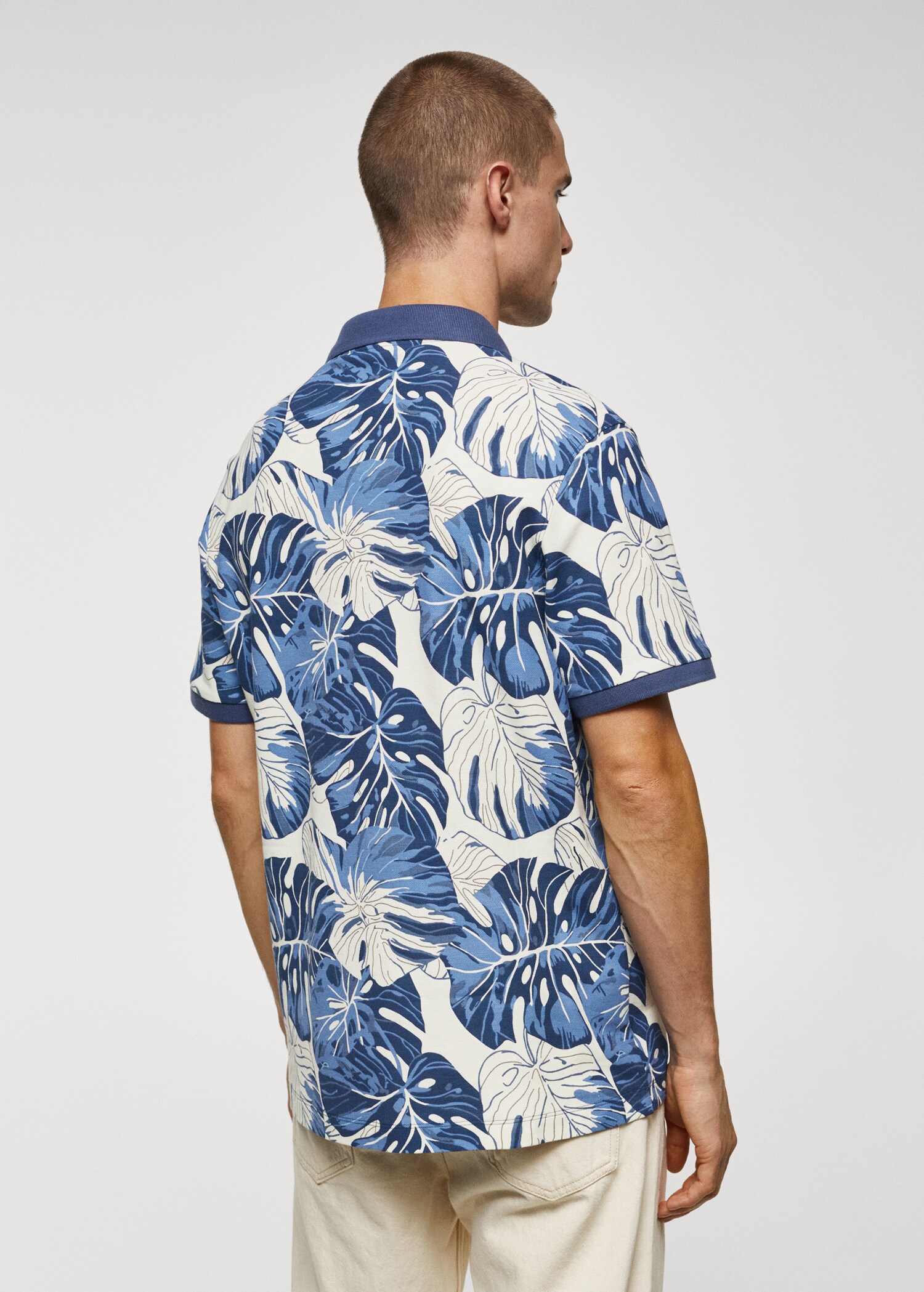 Tropical print cotton polo shirt - Reverse of the article