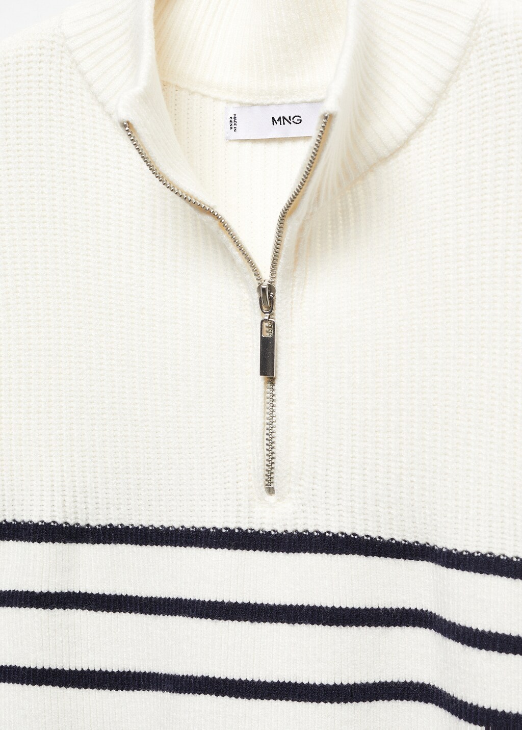 Striped sweater with zip - Women | MANGO OUTLET USA