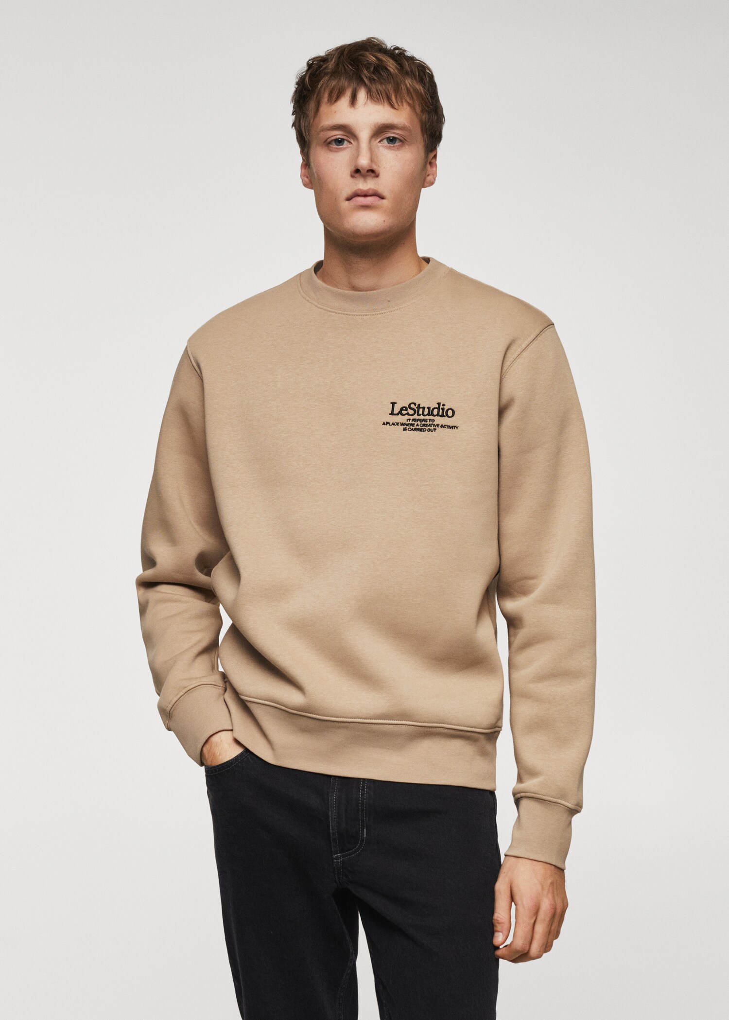 Sweat-shirt coton détails brodés - Plan moyen
