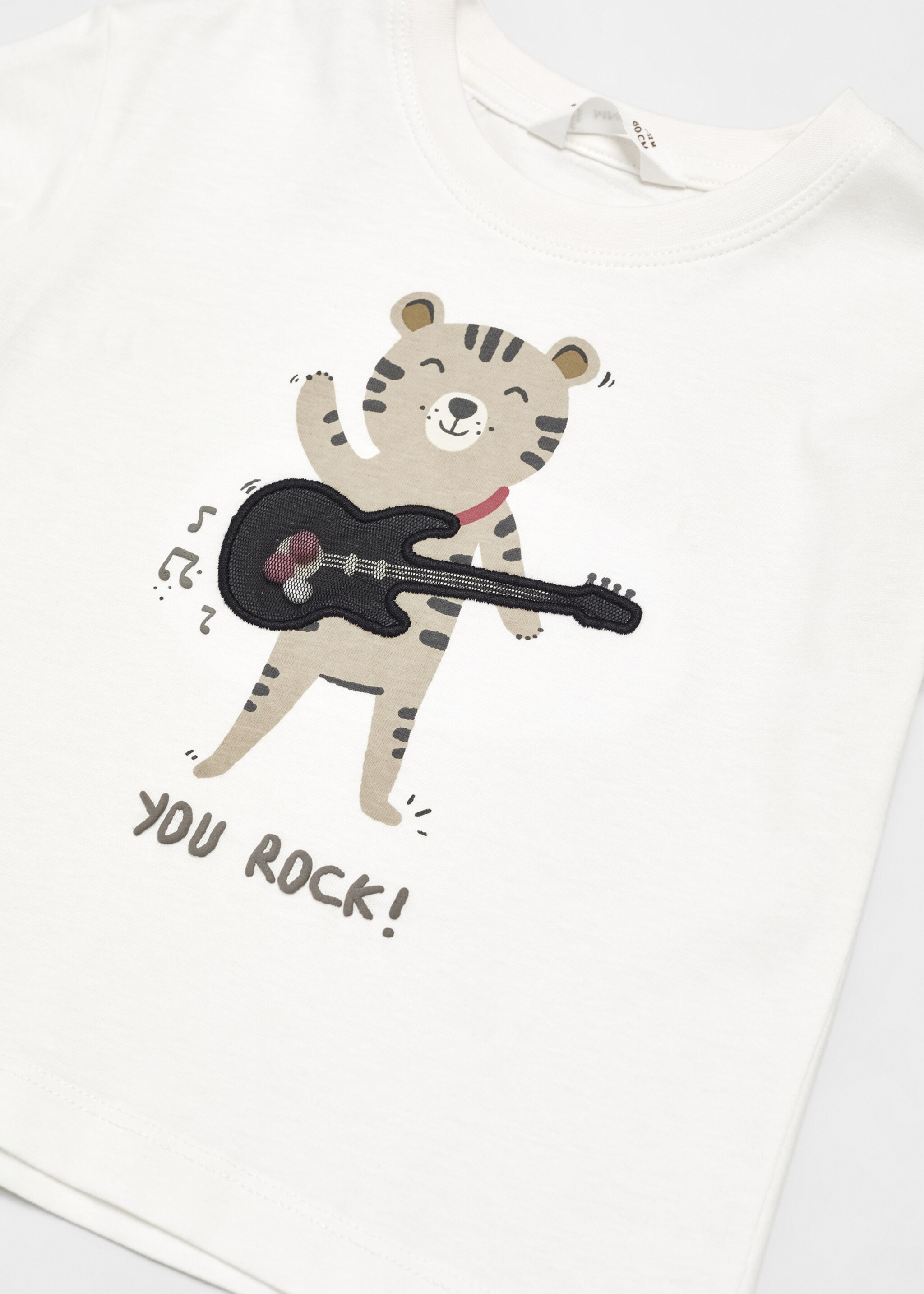 T-shirt en coton à dessin - Détail de l'article 0, Blanc cassé. Ref: 67030652-00.