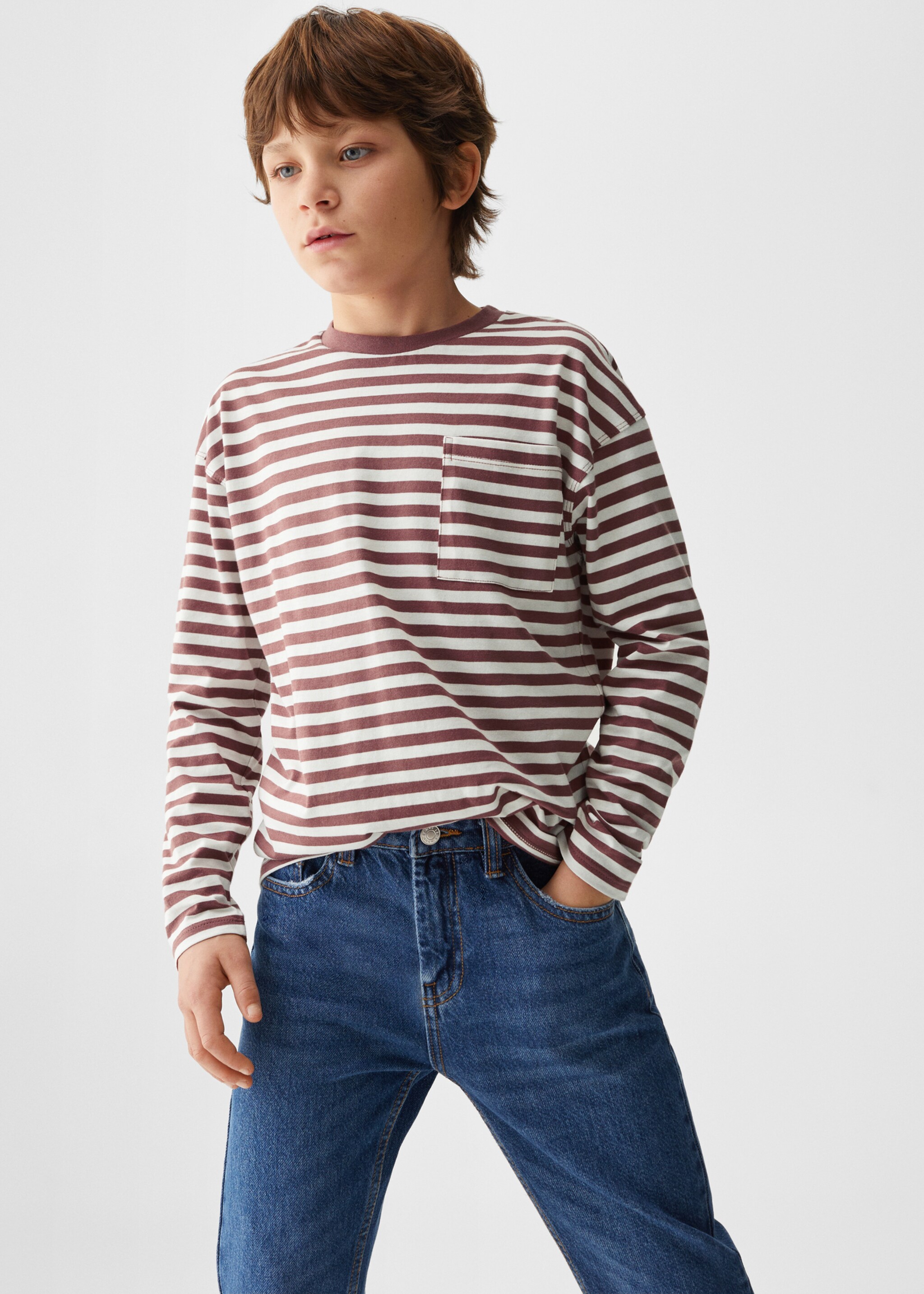 T-shirt manches longues rayures - Plan moyen