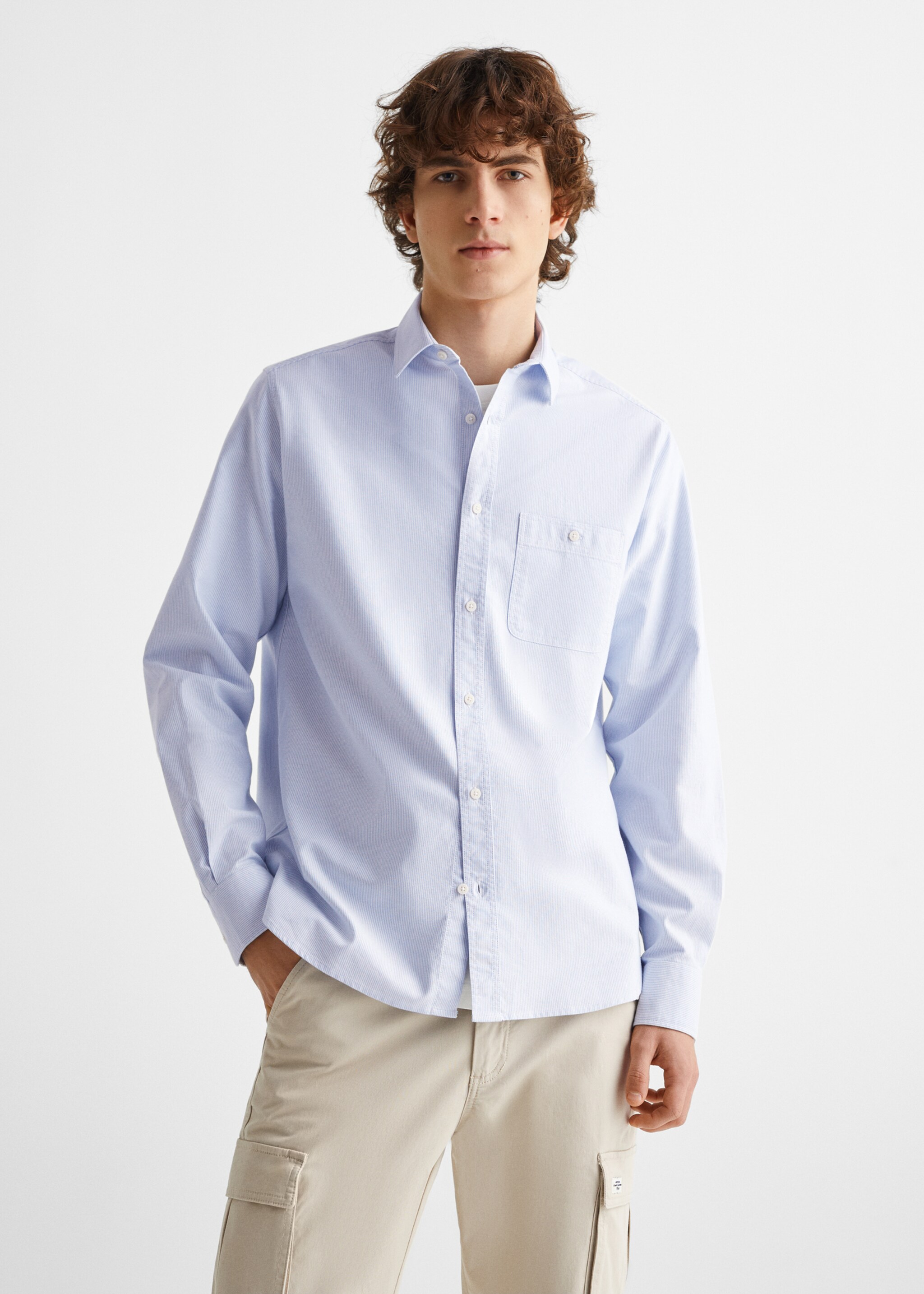 Oxford cotton shirt - Medium plane, Blue. Ref: 67030655-00.