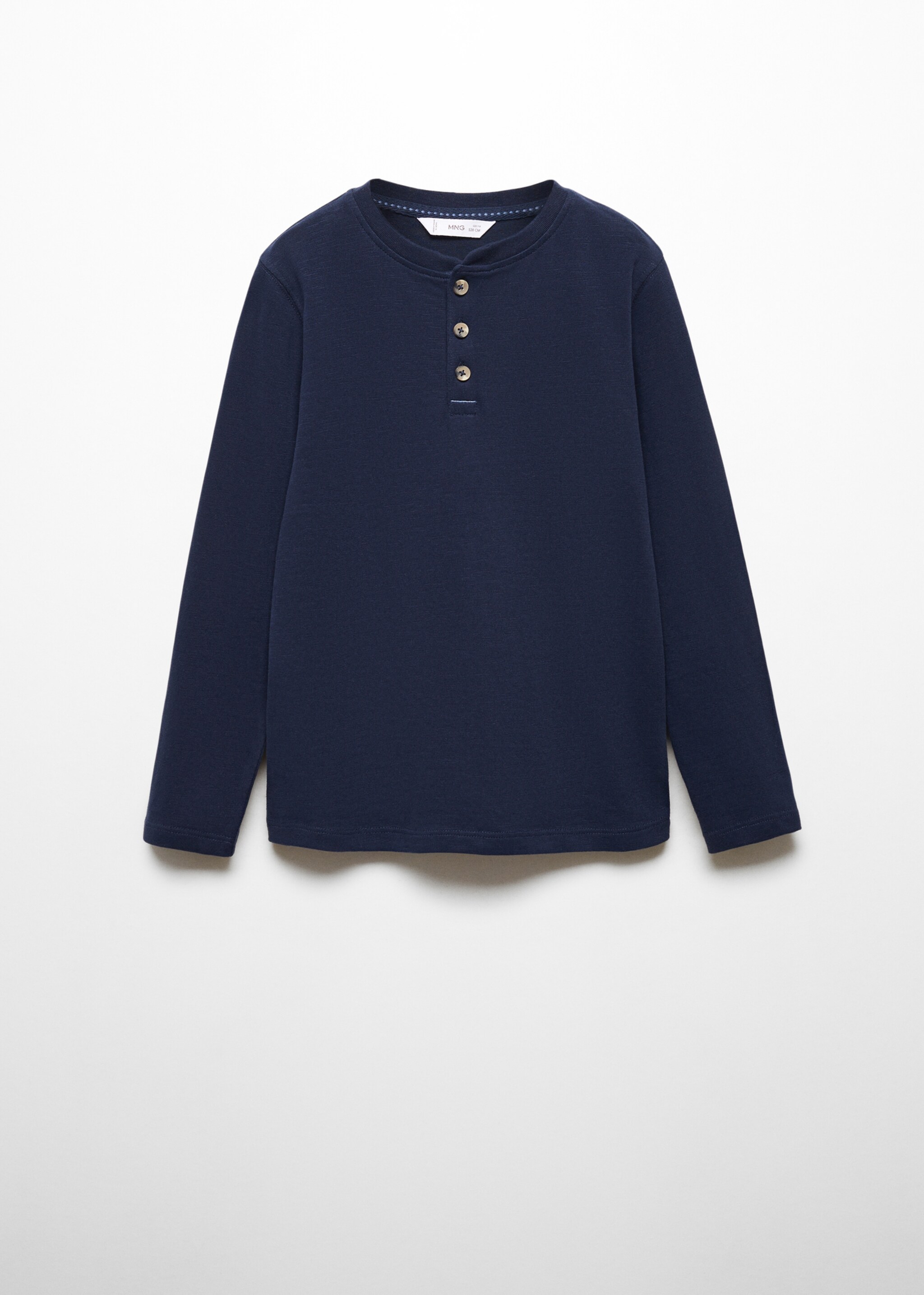 Buttoned long sleeve t-shirt - Article without model, Dark Navy. Ref: 67030665-00.