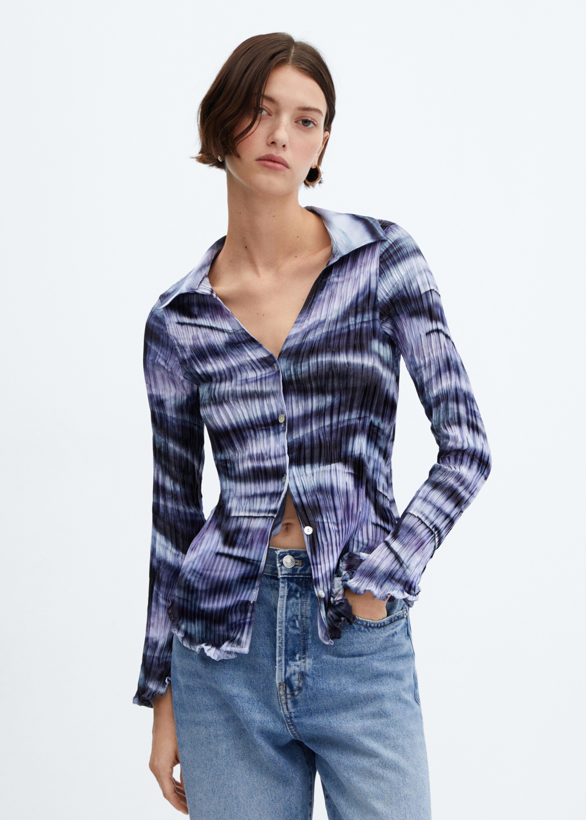 Plissiertes Tie-Dye-Hemd - Mittlere Ansicht