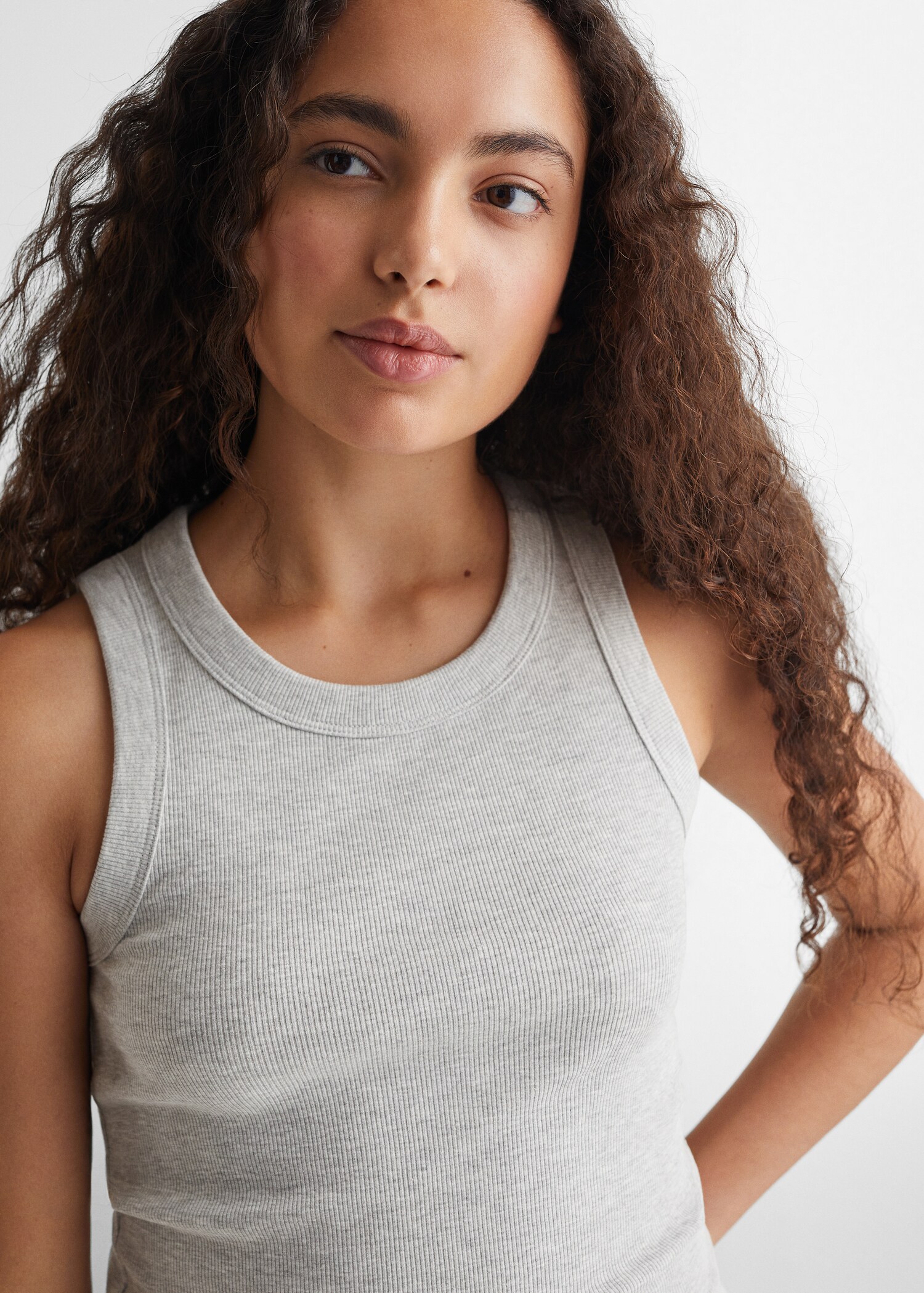 Ribbed cotton-blend top - Details of the article 1