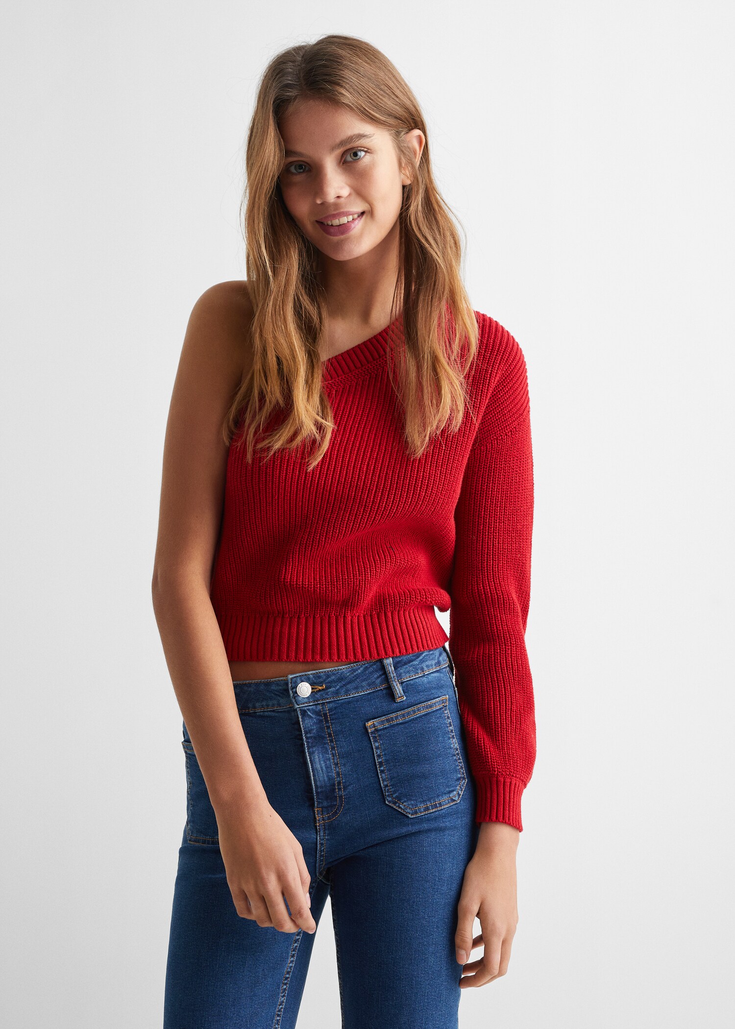 Asymmetrischer Strickpullover - Mittlere Ansicht