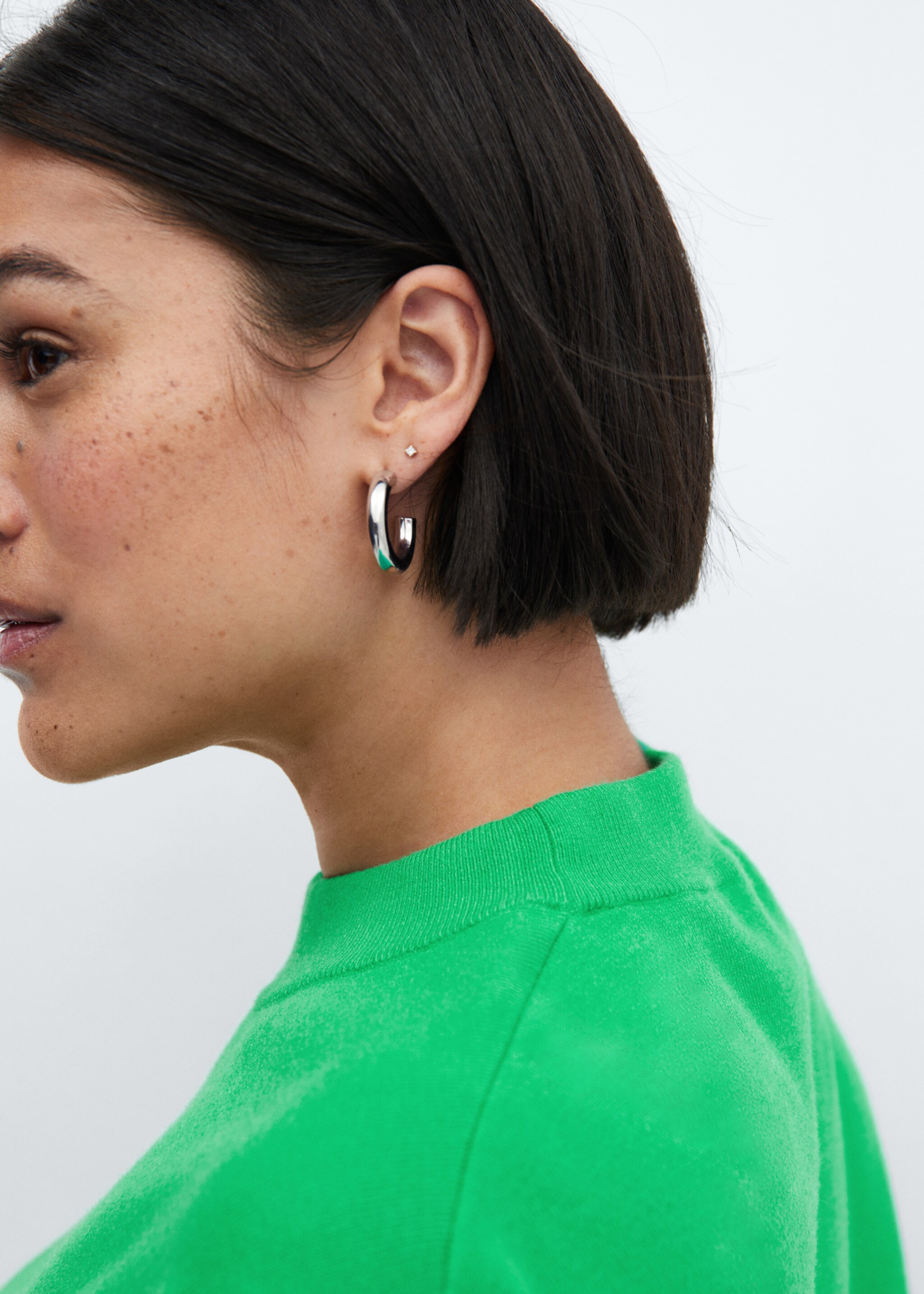 Round-neck knitted sweater - Details of the article 4, Green. Ref: 67033269-00.