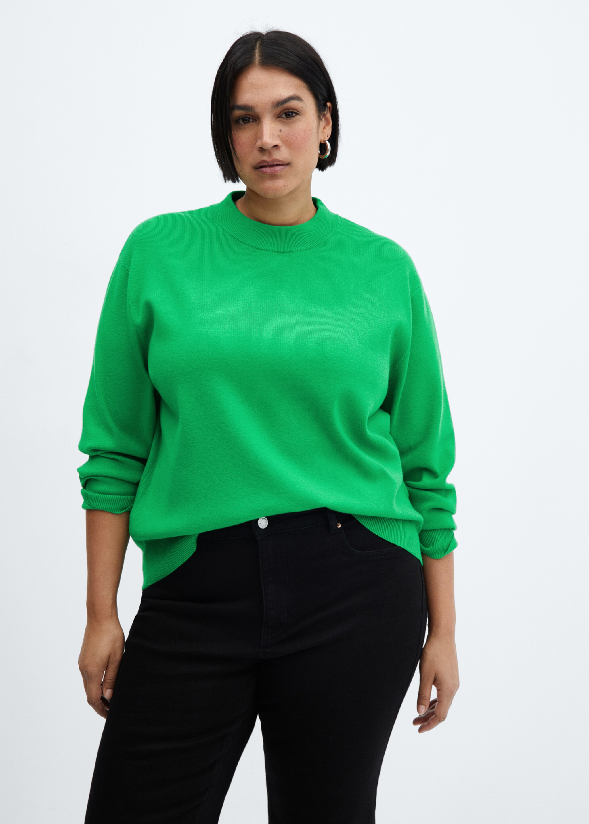 Round-neck knitted sweater - Details of the article 5, Green. Ref: 67033269-00.