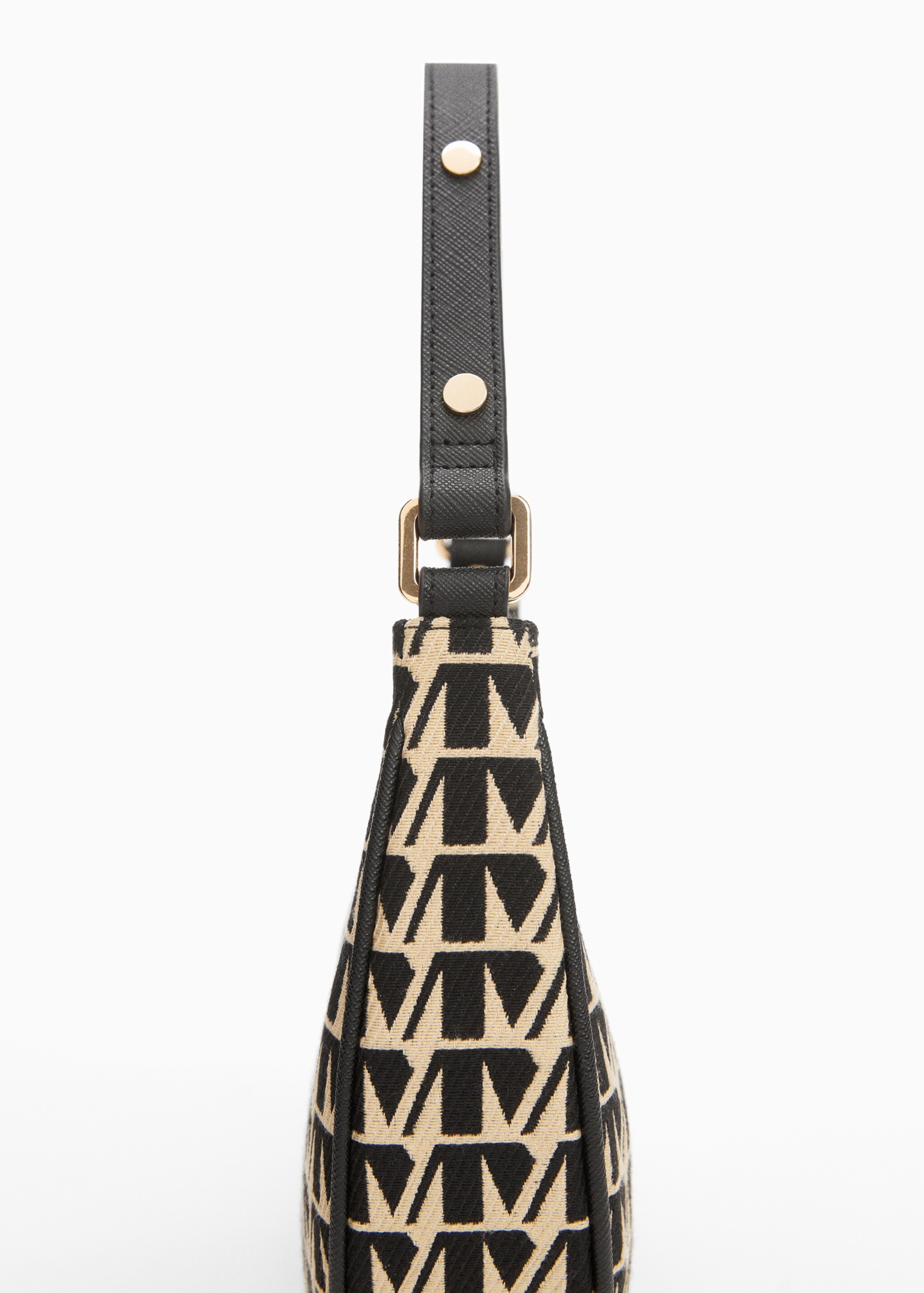 Jacquard shoulder bag - Details of the article 1, Black. Ref: 67033275-00.