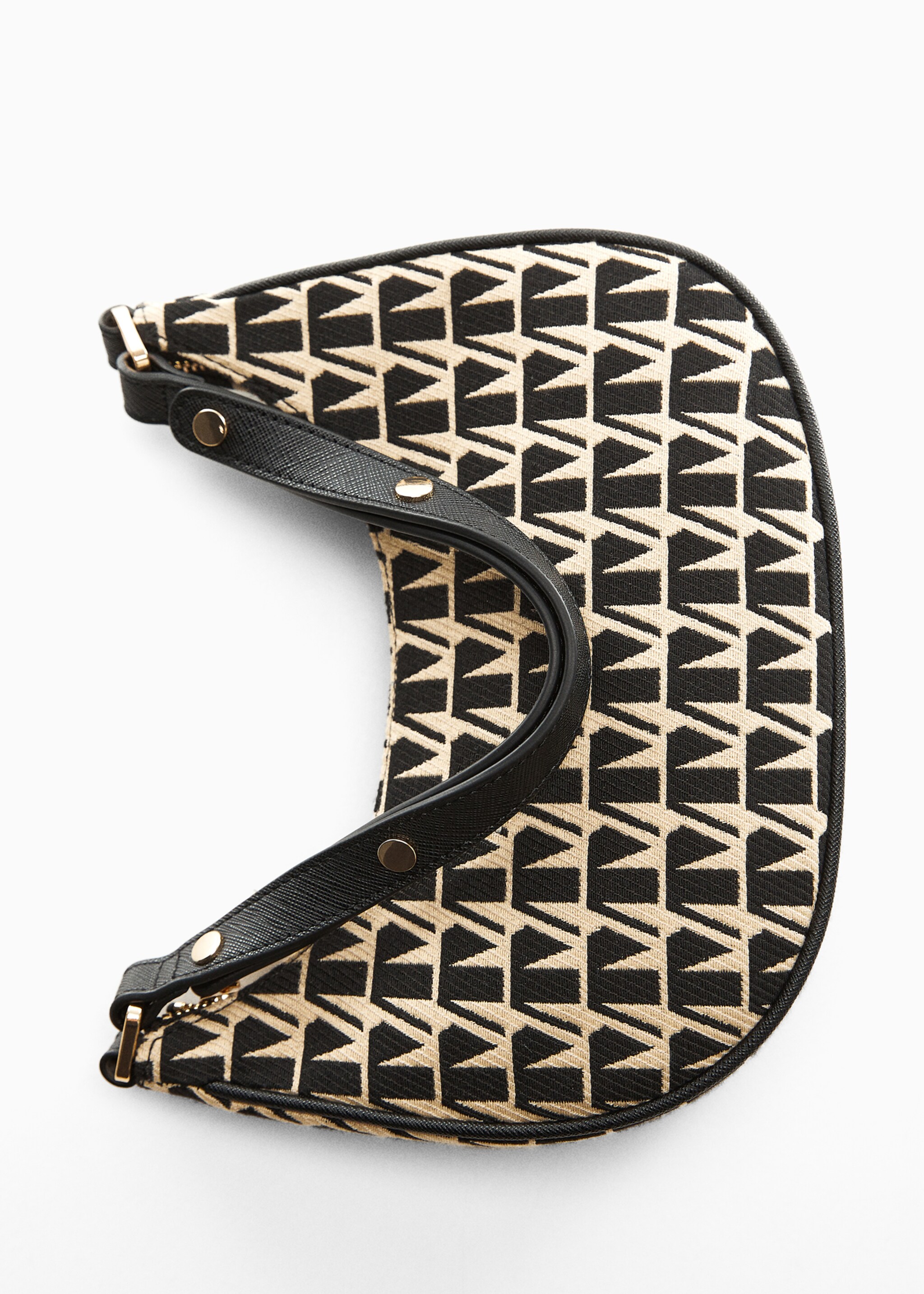Jacquard shoulder bag - Details of the article 5, Black. Ref: 67033275-00.