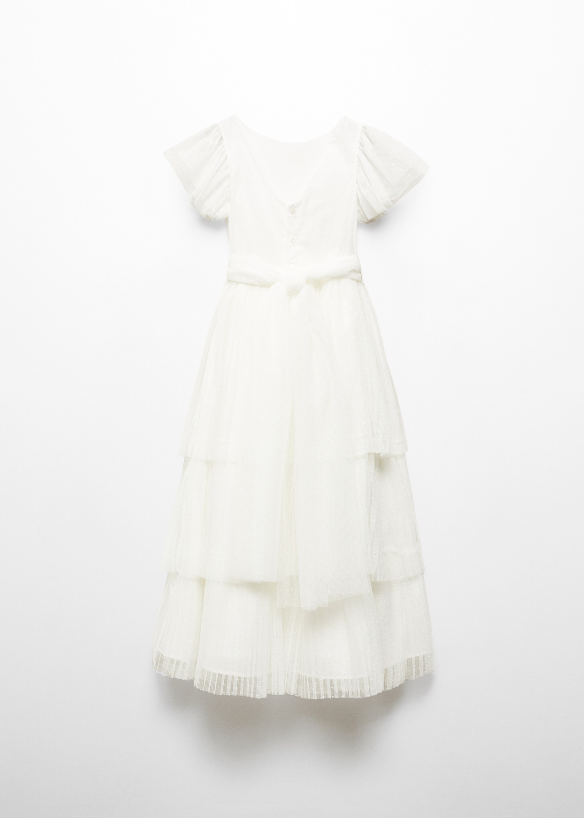 Ruffled tulle dress - Reverse of the article, White. Ref: 67033697-00.