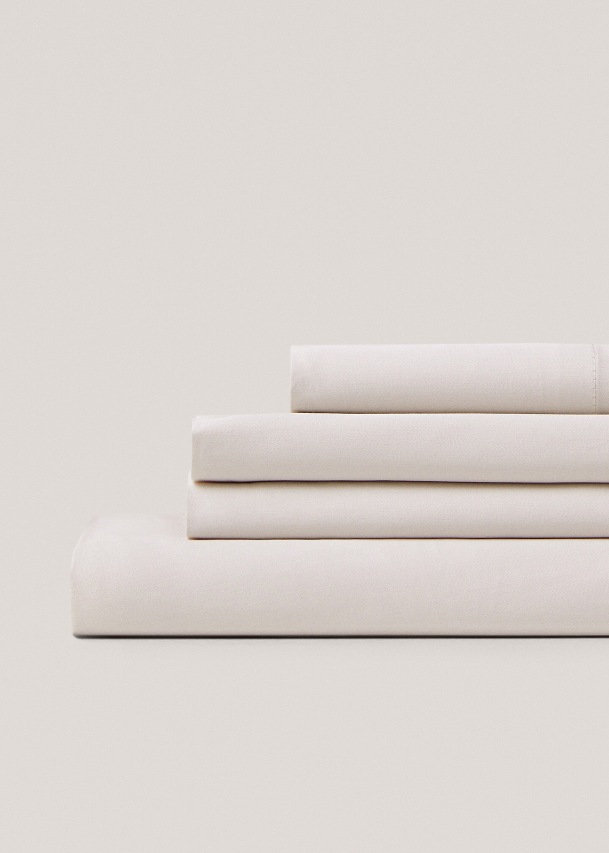 Satin fitted sheet for king bed - Medium plane, Beige. Ref: 67034054-00.