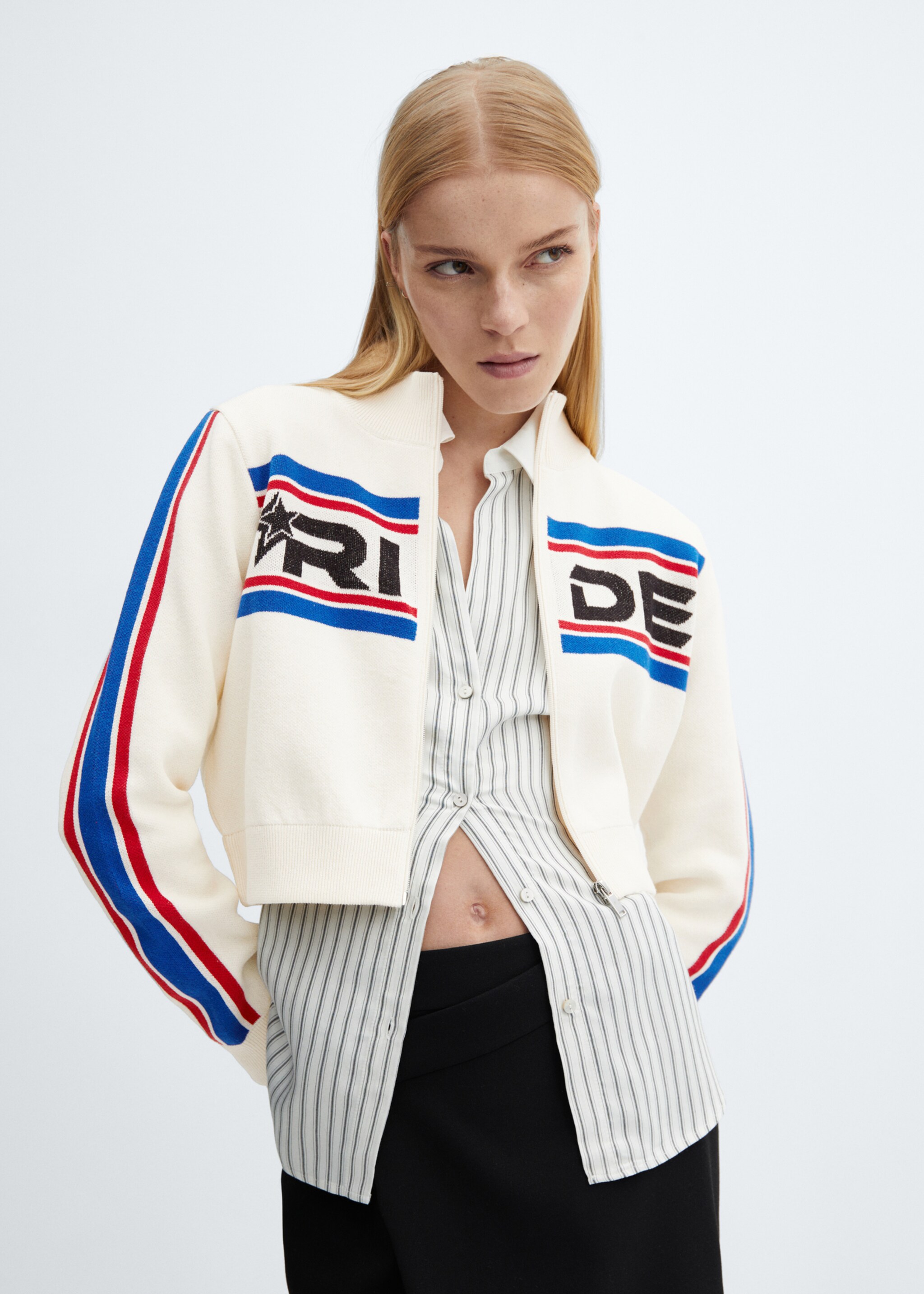 Crop-Cardigan mit Reißverschluss - Mittlere Ansicht