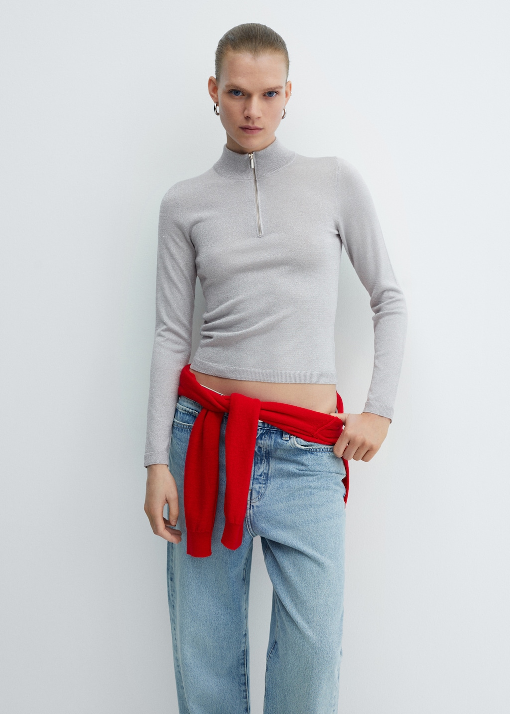 Zip knit sweater - Women | MANGO OUTLET USA