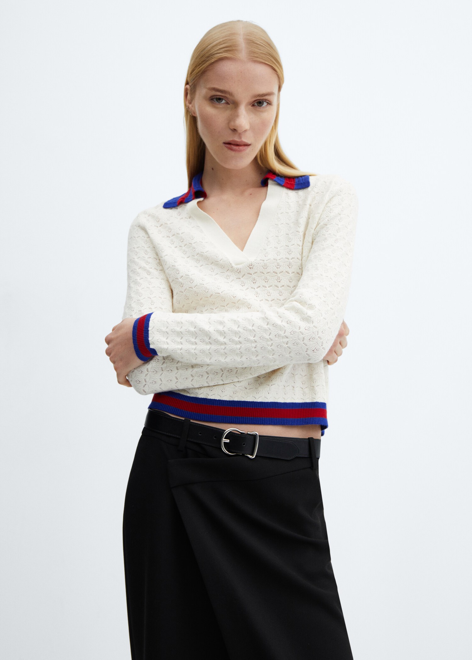 Jersey punto cuello polo - Plano medio