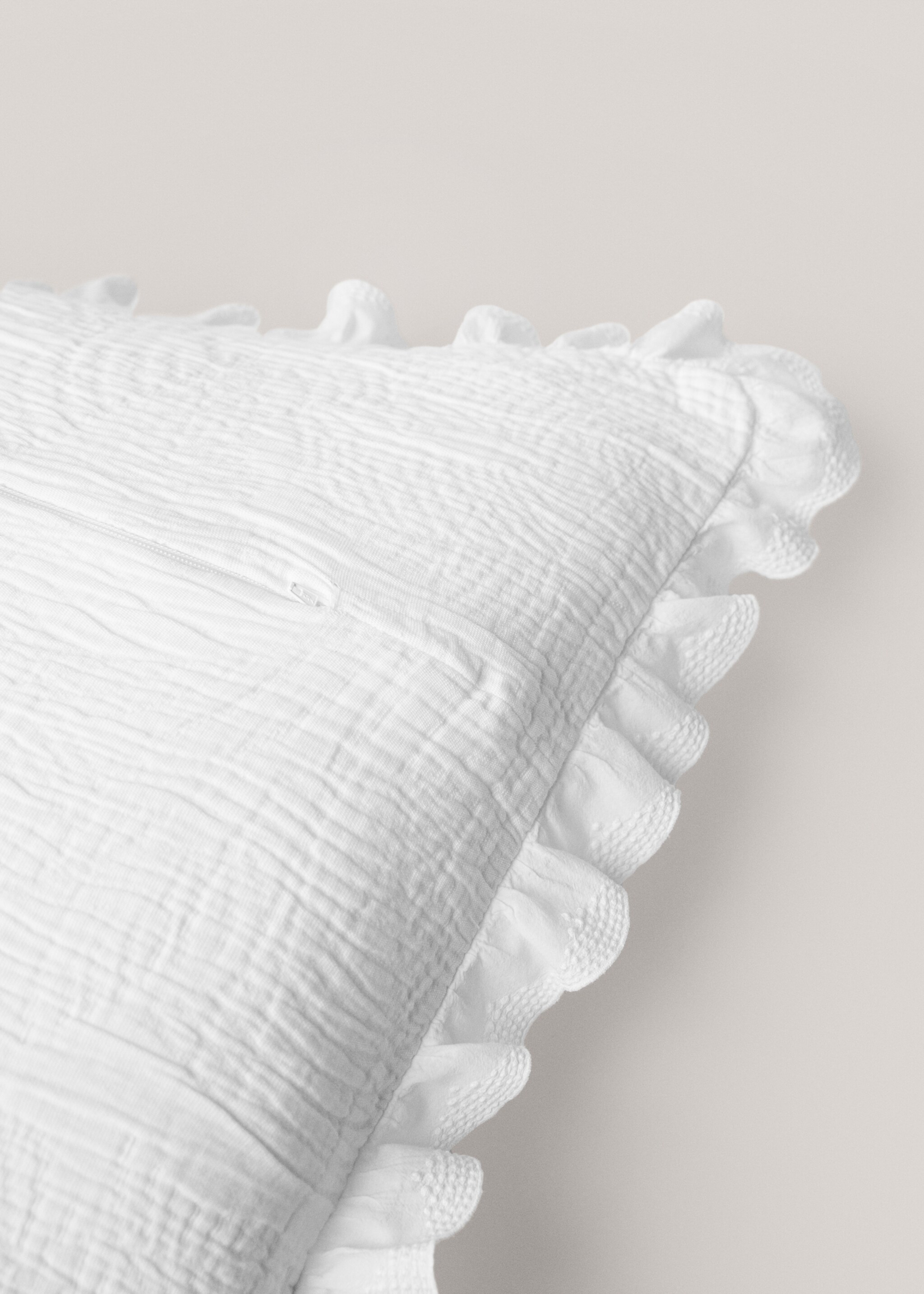 Kuddöverdrag jacquard 60x60 cm - Detaljer om artikeln 4, Vit. Ref: 67034070-00.