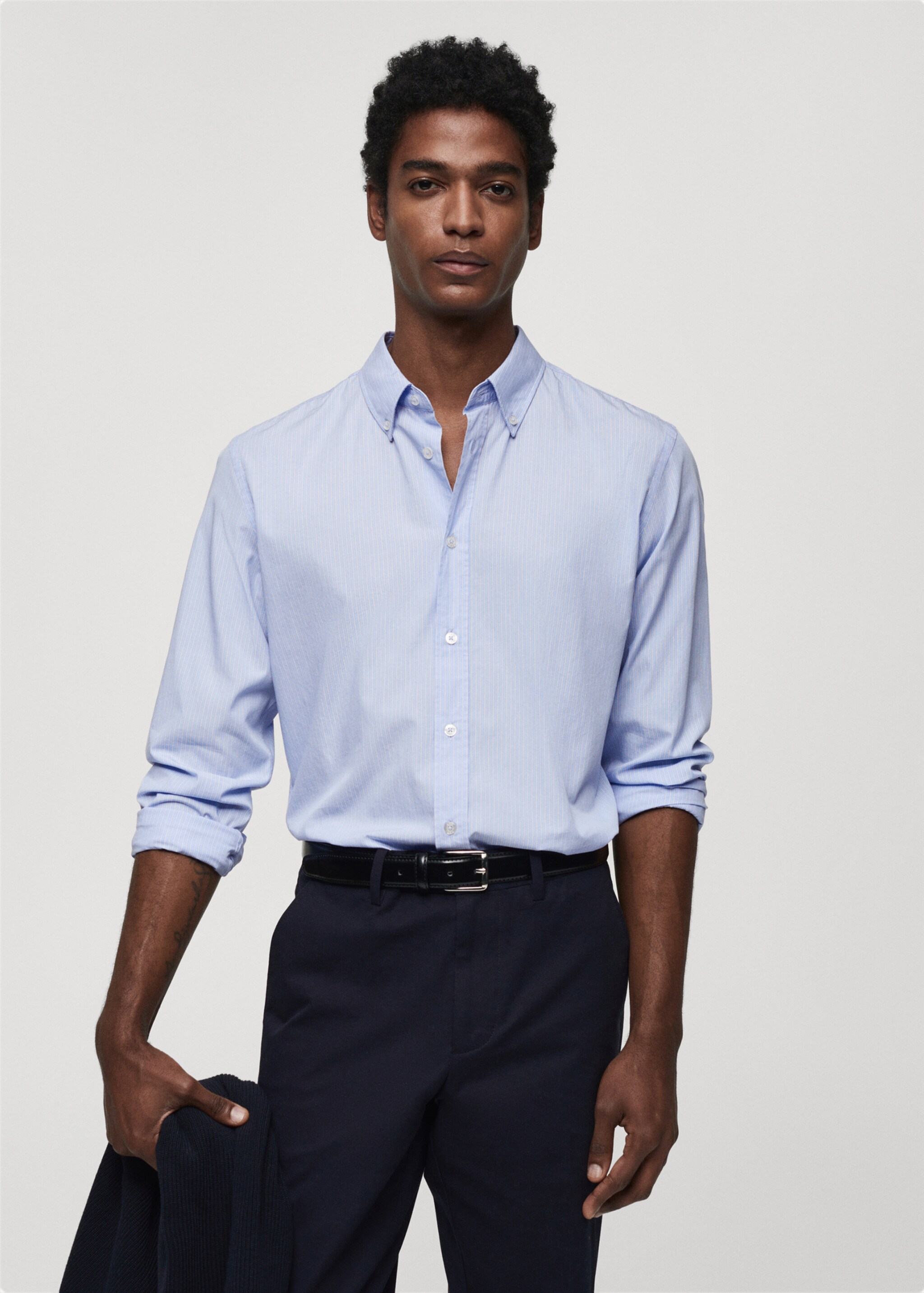 Regular-fit striped cotton shirt - Medium plane