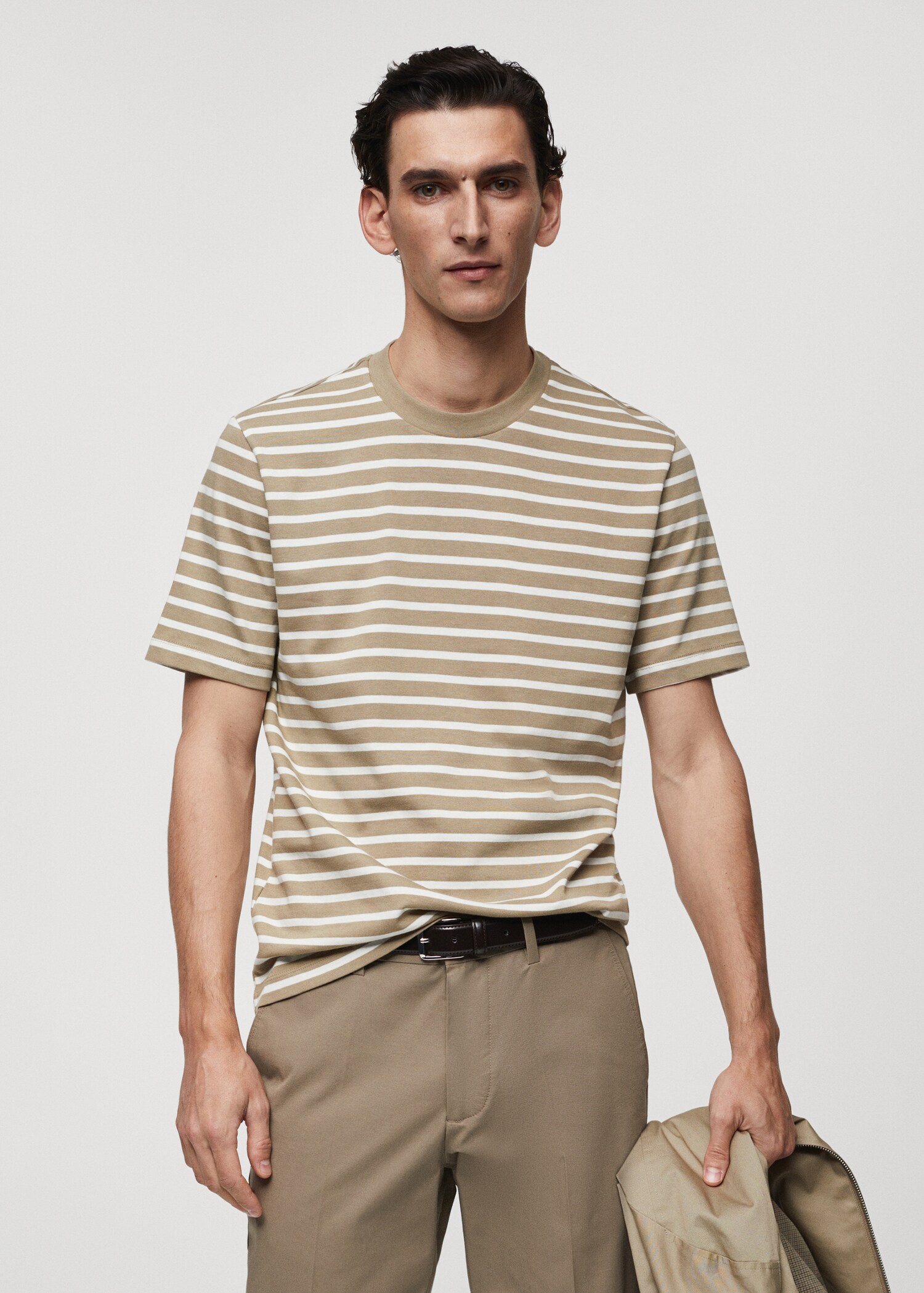 T-shirt coton à rayures - Plan moyen
