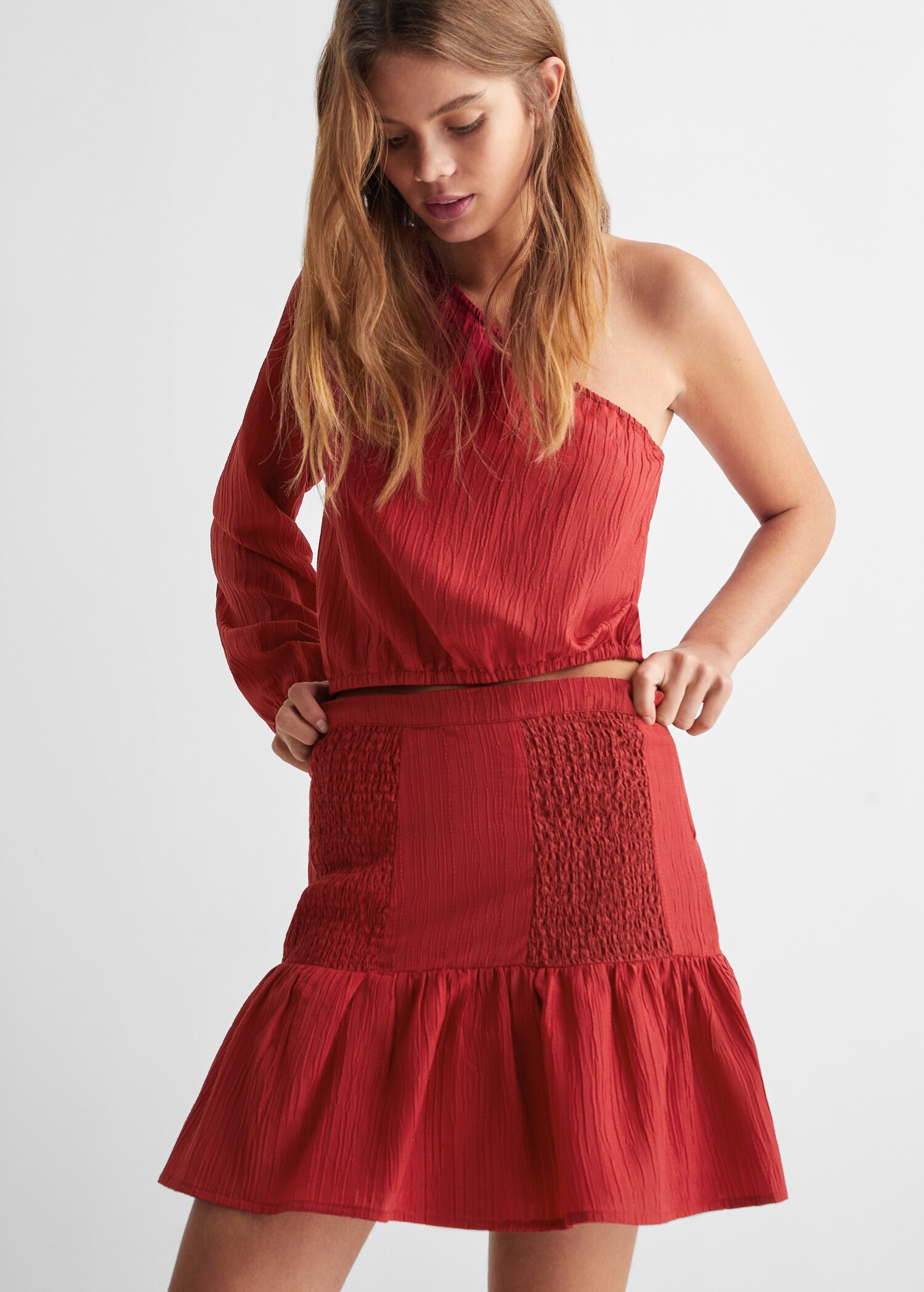 Gathered skirt with ruffles - Medium plane