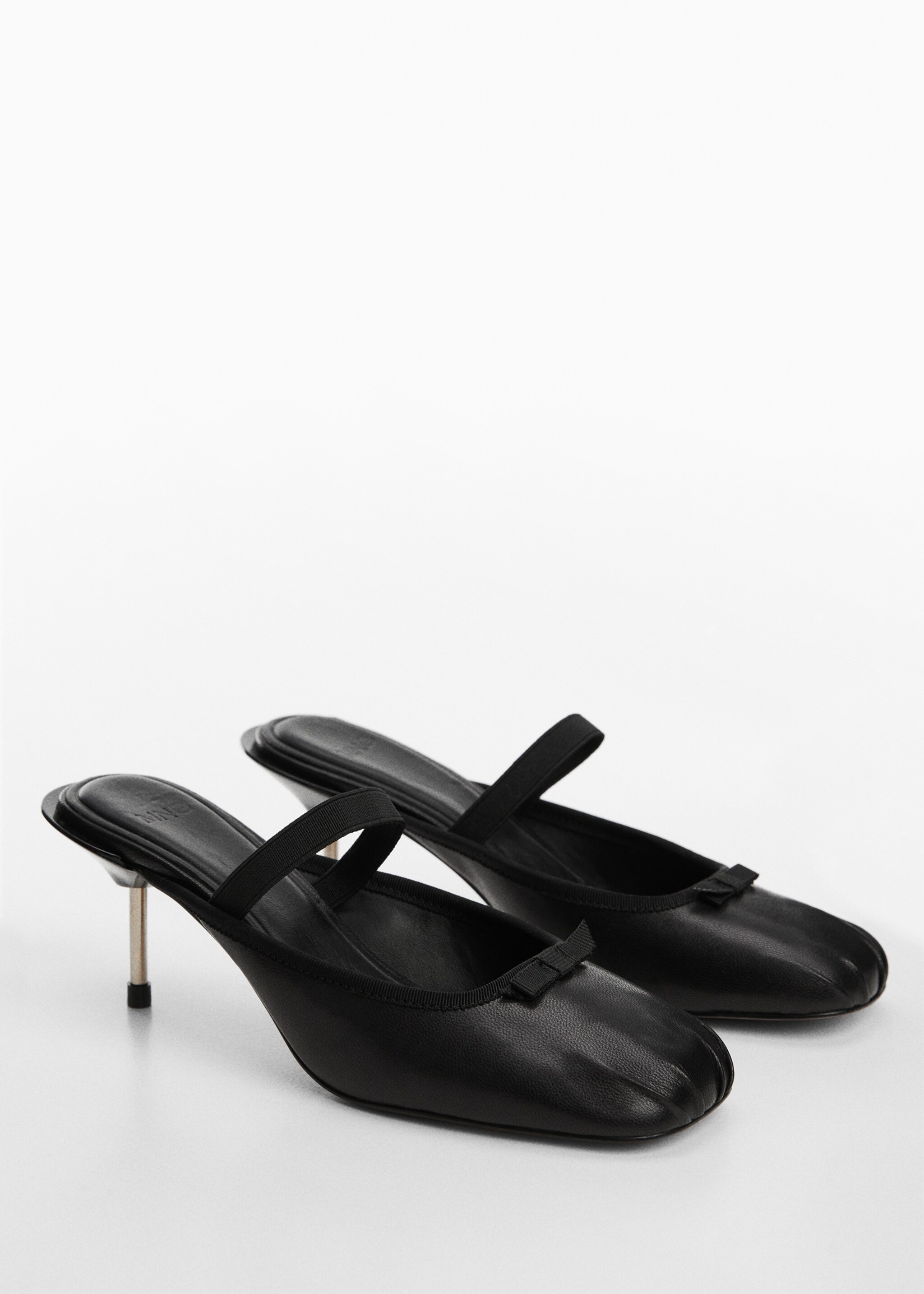 Leather ballet flats with metallic heel - Medium plane