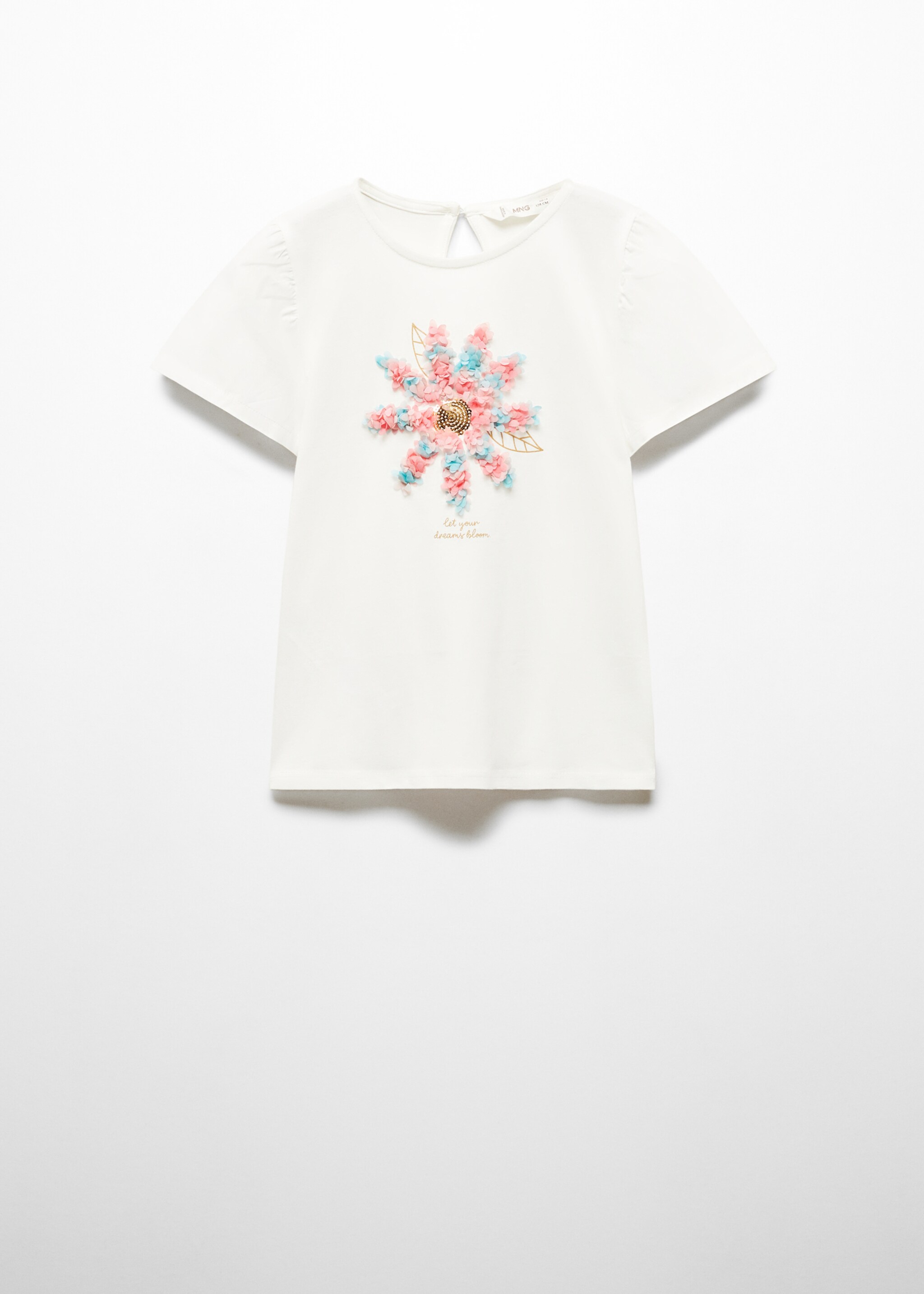 Embossed flowers t-shirt - Article without model, Off White. Ref: 67034771-00.