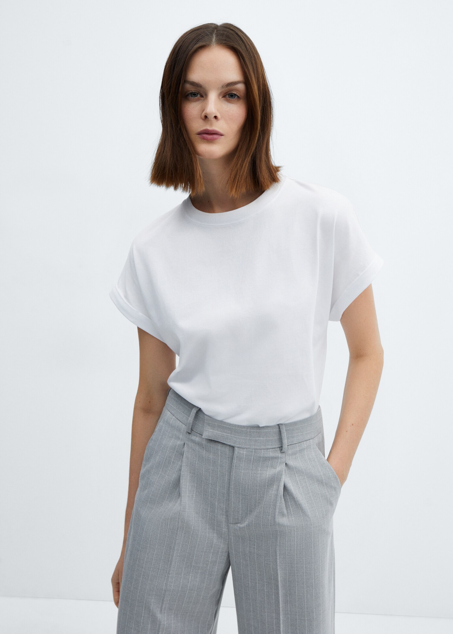 Rounded neck cotton t-shirt - Medium plane