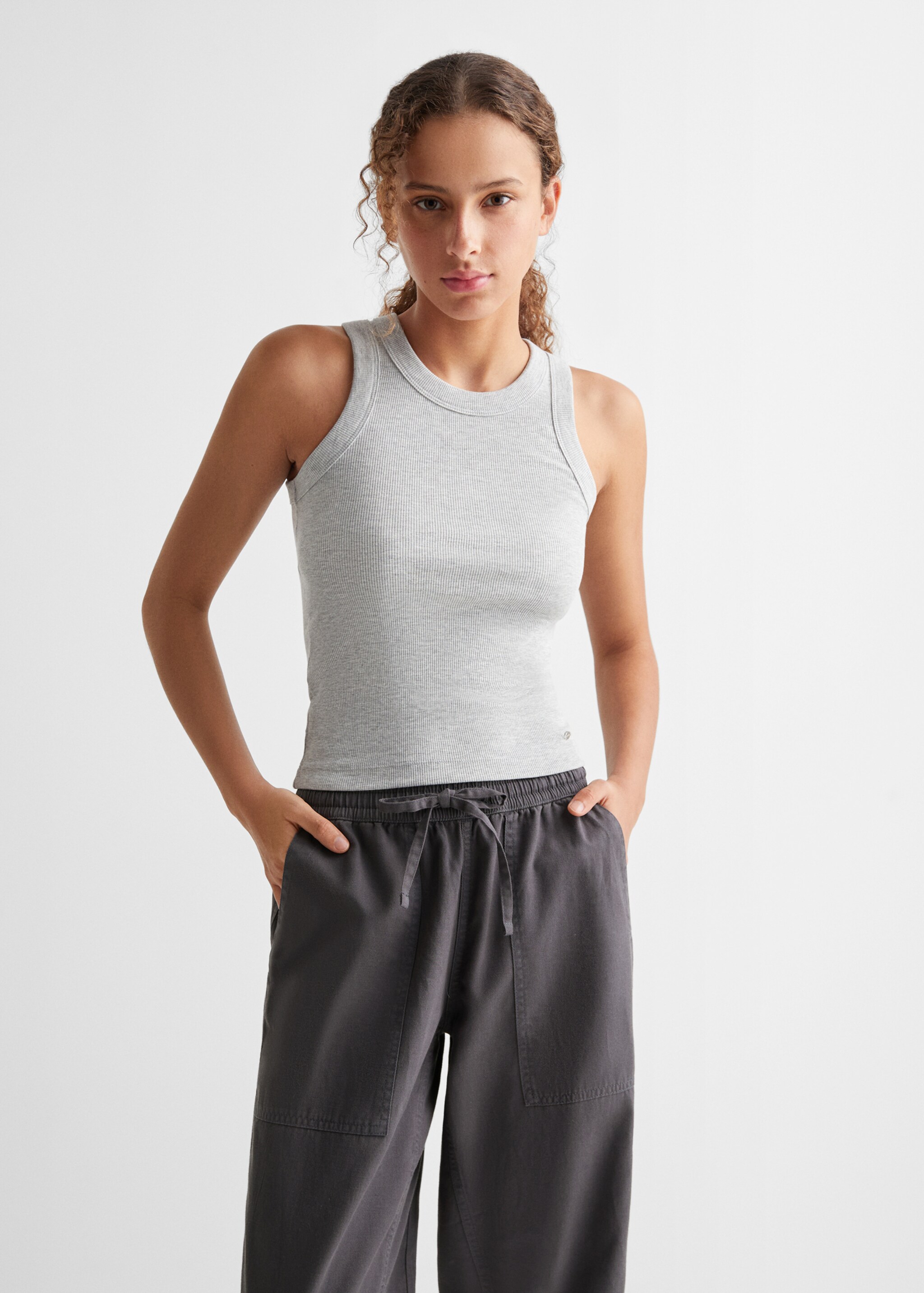 Cotton jogger-style trousers - Medium plane, Charcoal. Ref: 67035154-00.