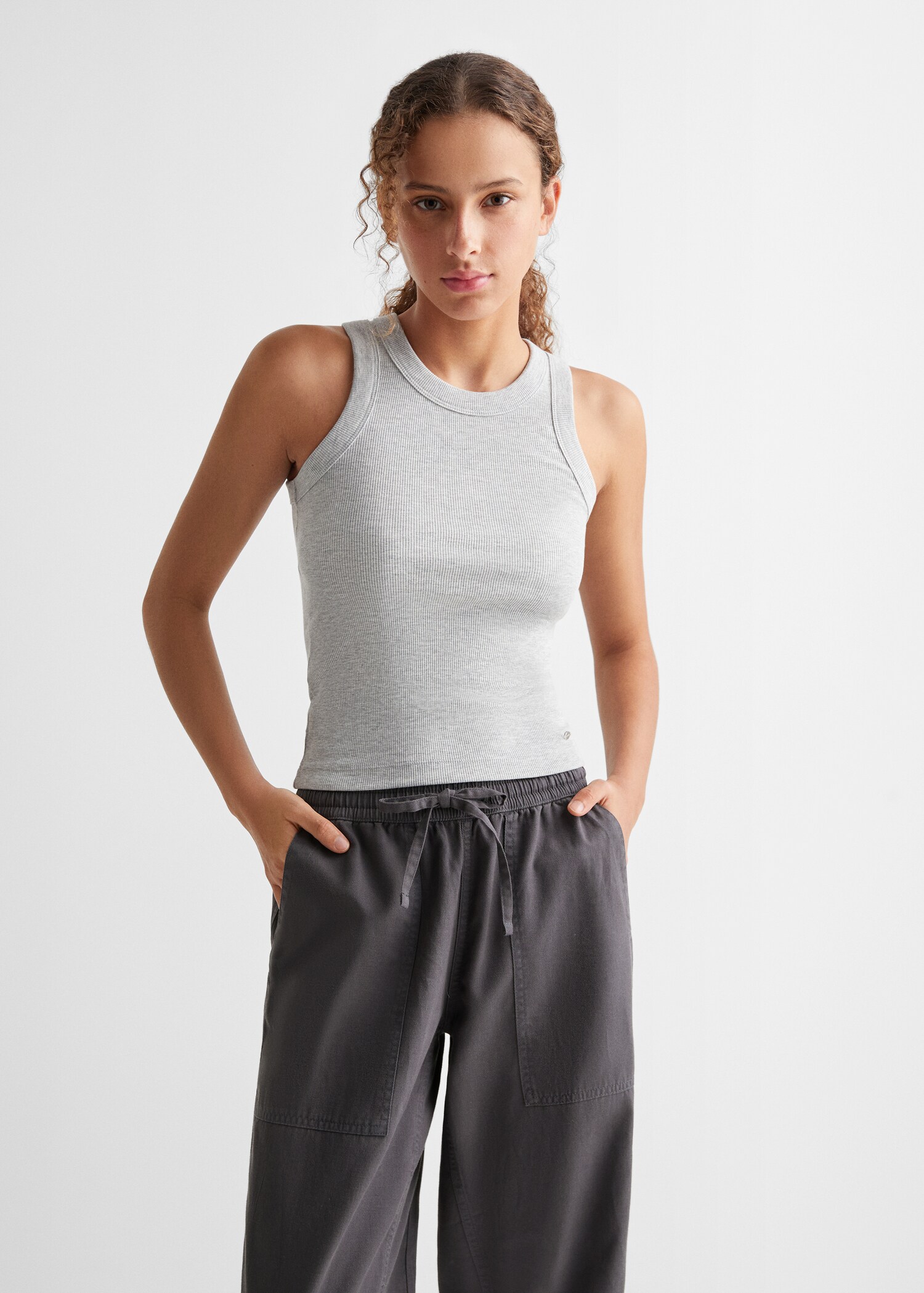 Cotton jogger-style trousers - Medium plane
