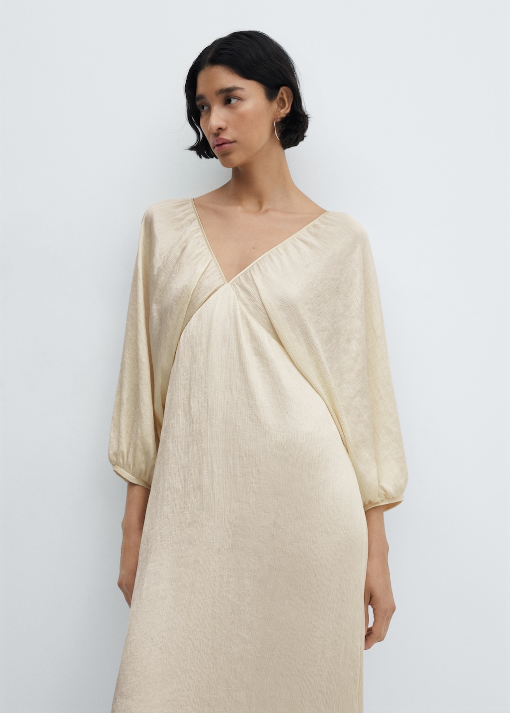 V-neck satin dress - Women | MANGO OUTLET USA