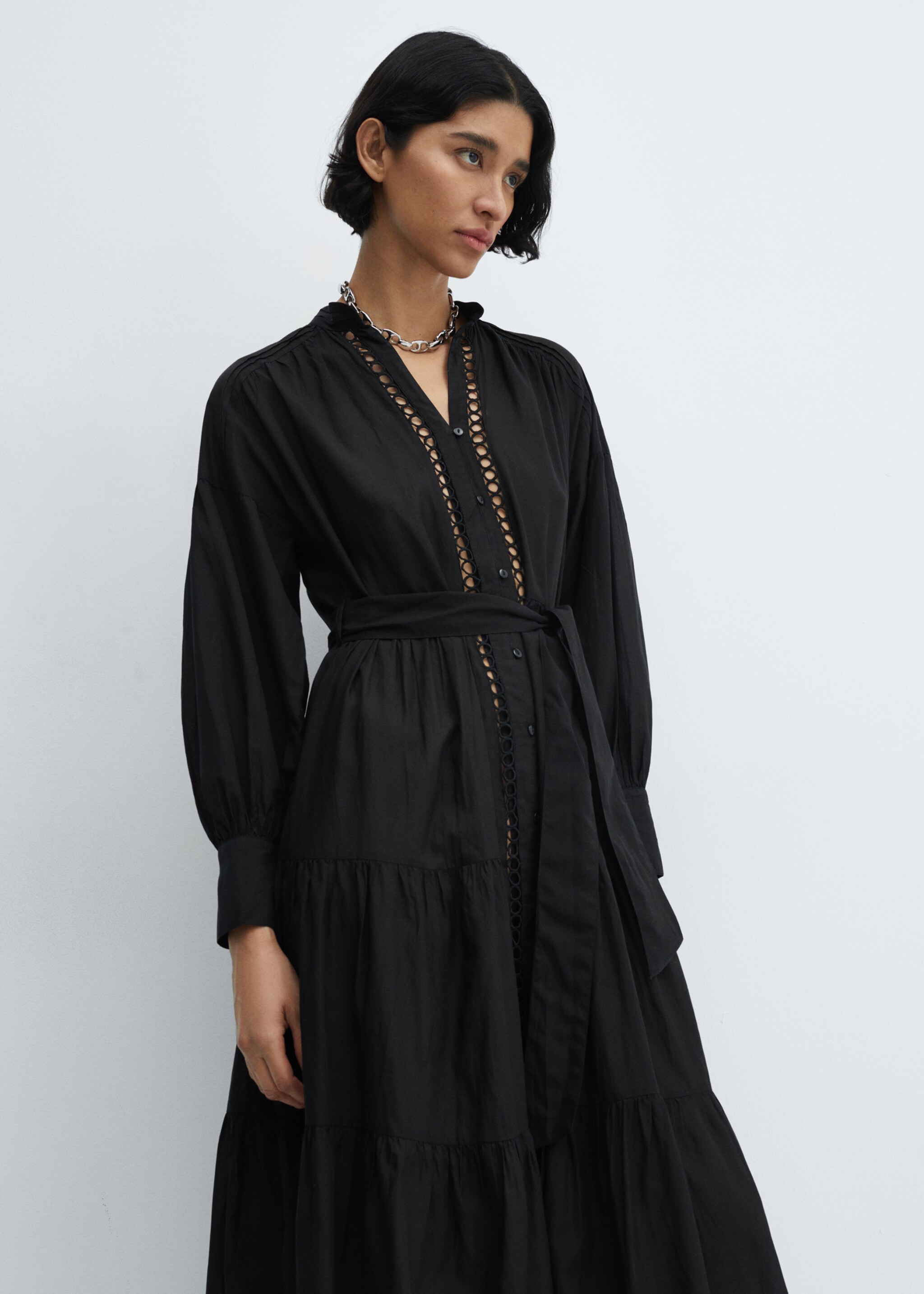 Openwork detail shirt dress - Medium plane