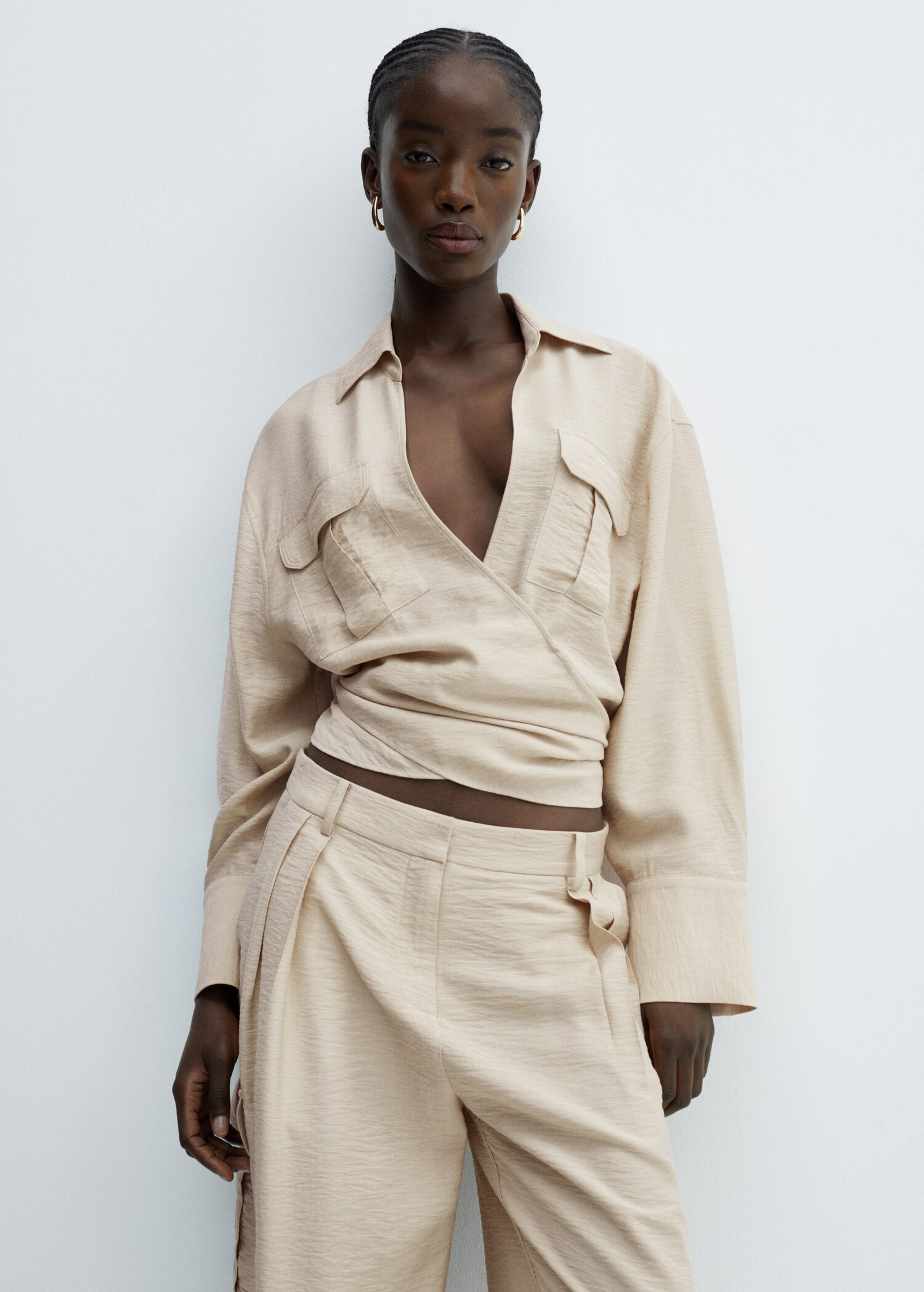Double-breasted shirt with pockets - Medium plane
