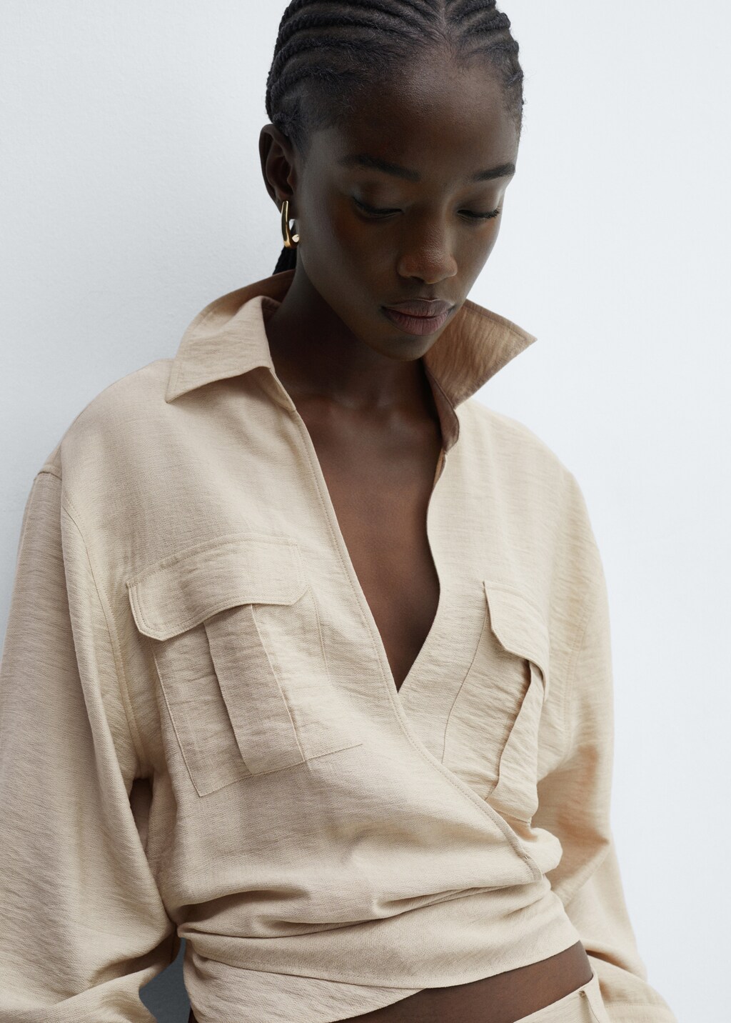 Double-breasted shirt with pockets - Women | MANGO OUTLET