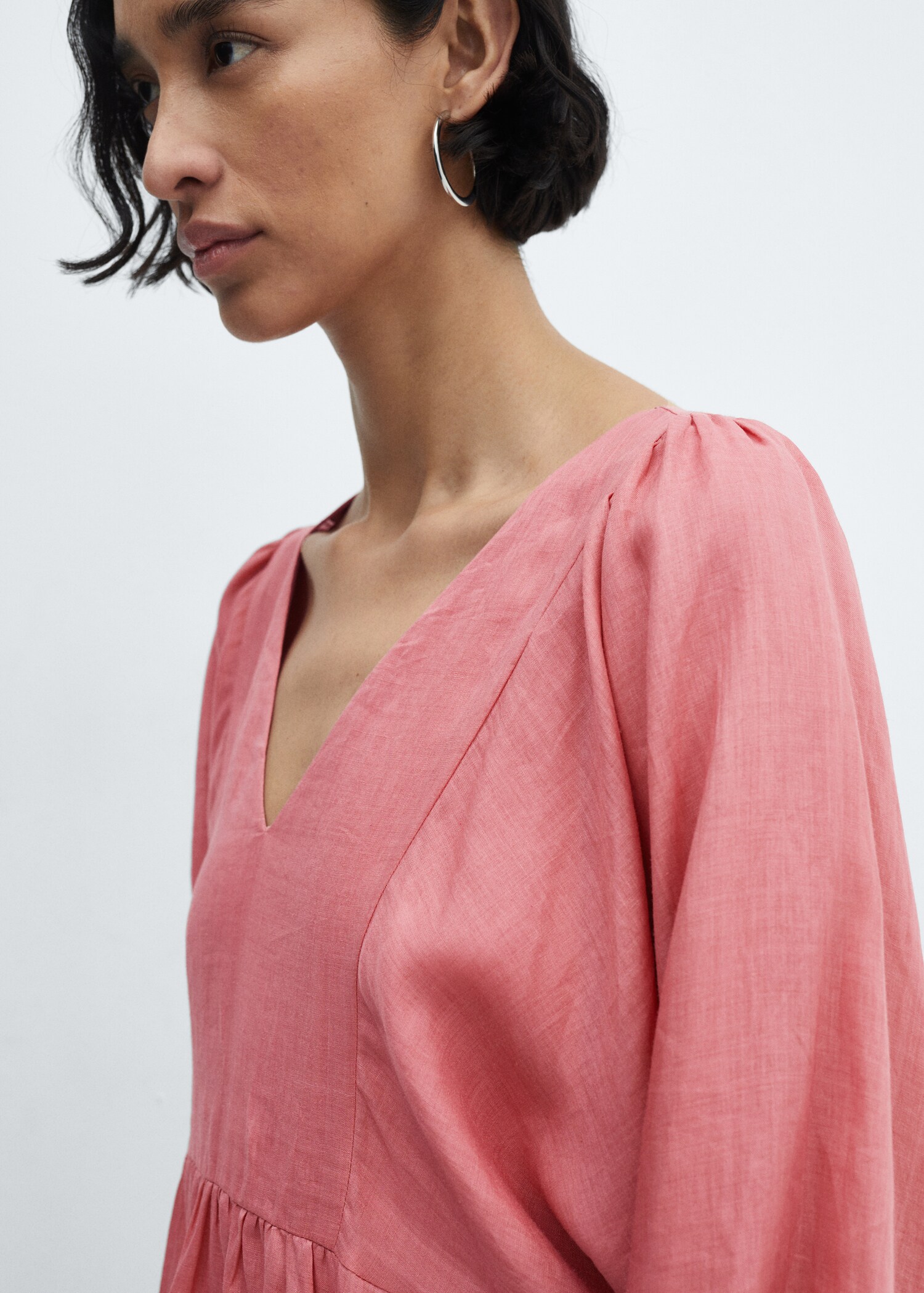 Ramie puff sleeve dress - Details of the article 1
