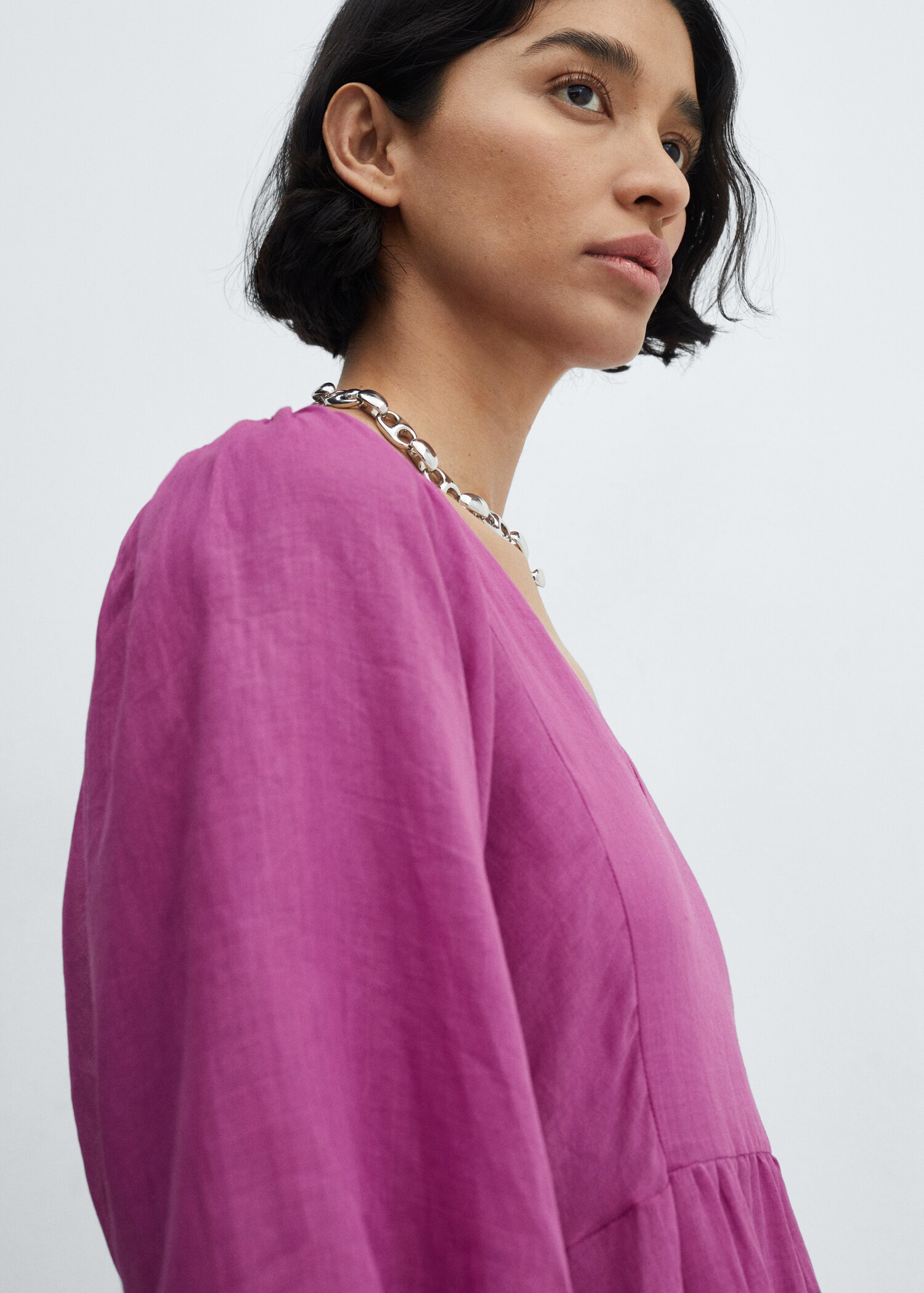 Ramie puff sleeve dress - Details of the article 1