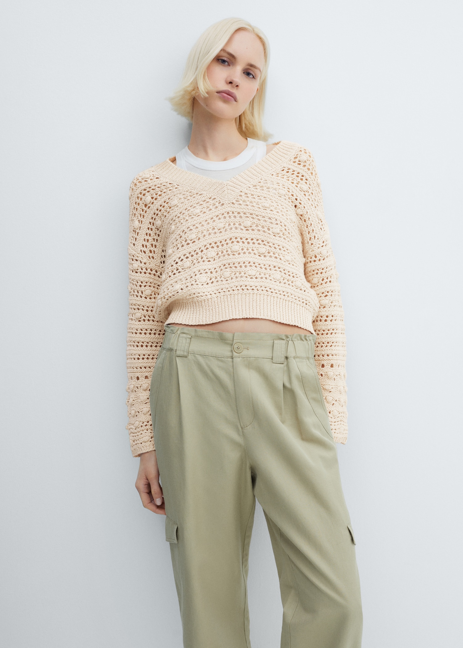 Jersey punto calado cuello pico1