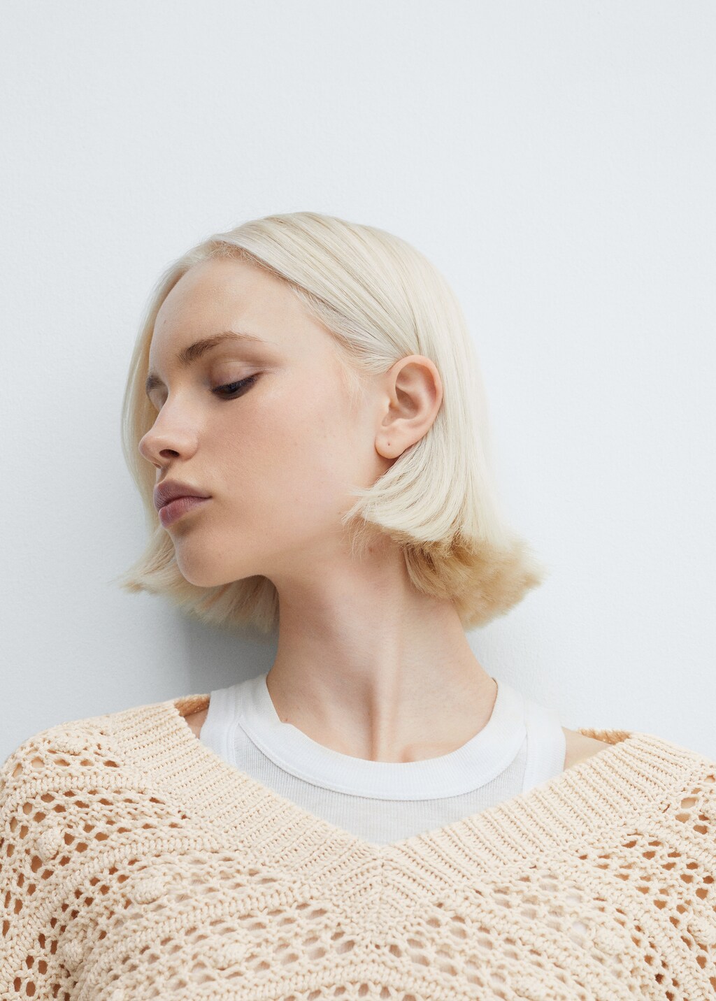 V-neck openwork knitted sweater - Women | MANGO OUTLET USA V-neck openwork knitted sweater - Women | MANGO OUTLET USA