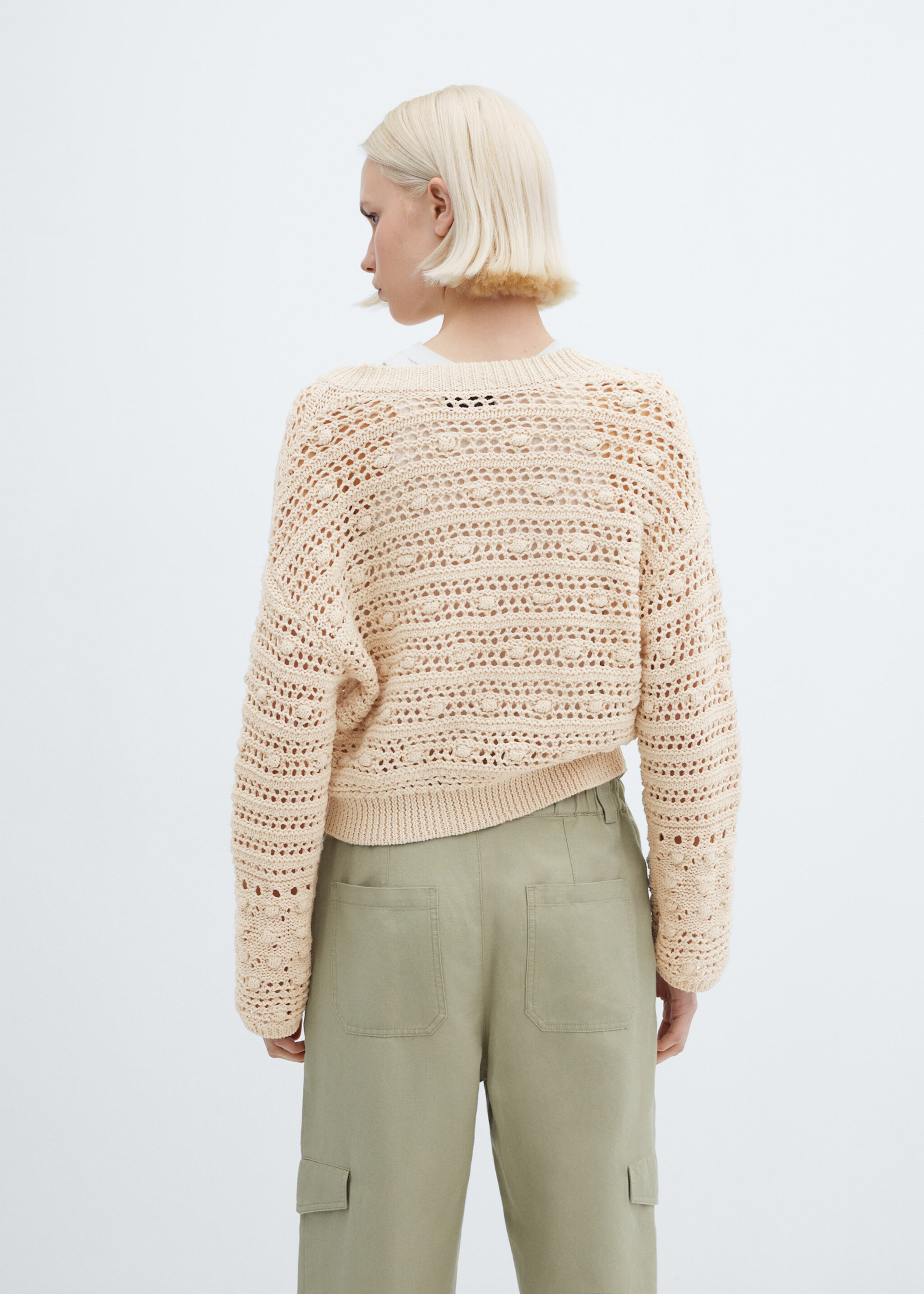 Pull-over maille ajourée col V - Verso de l’article