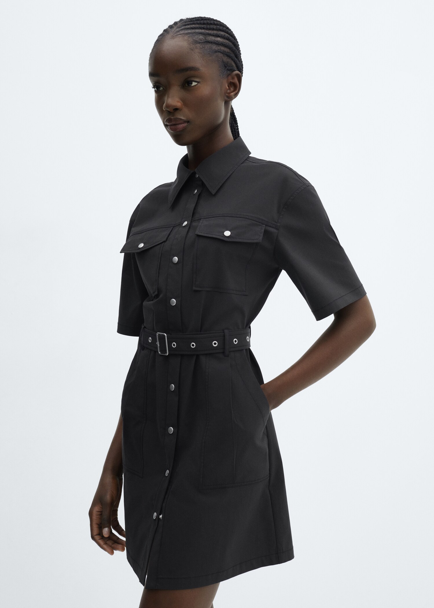 Robe chemisier ceinture - Plan moyen