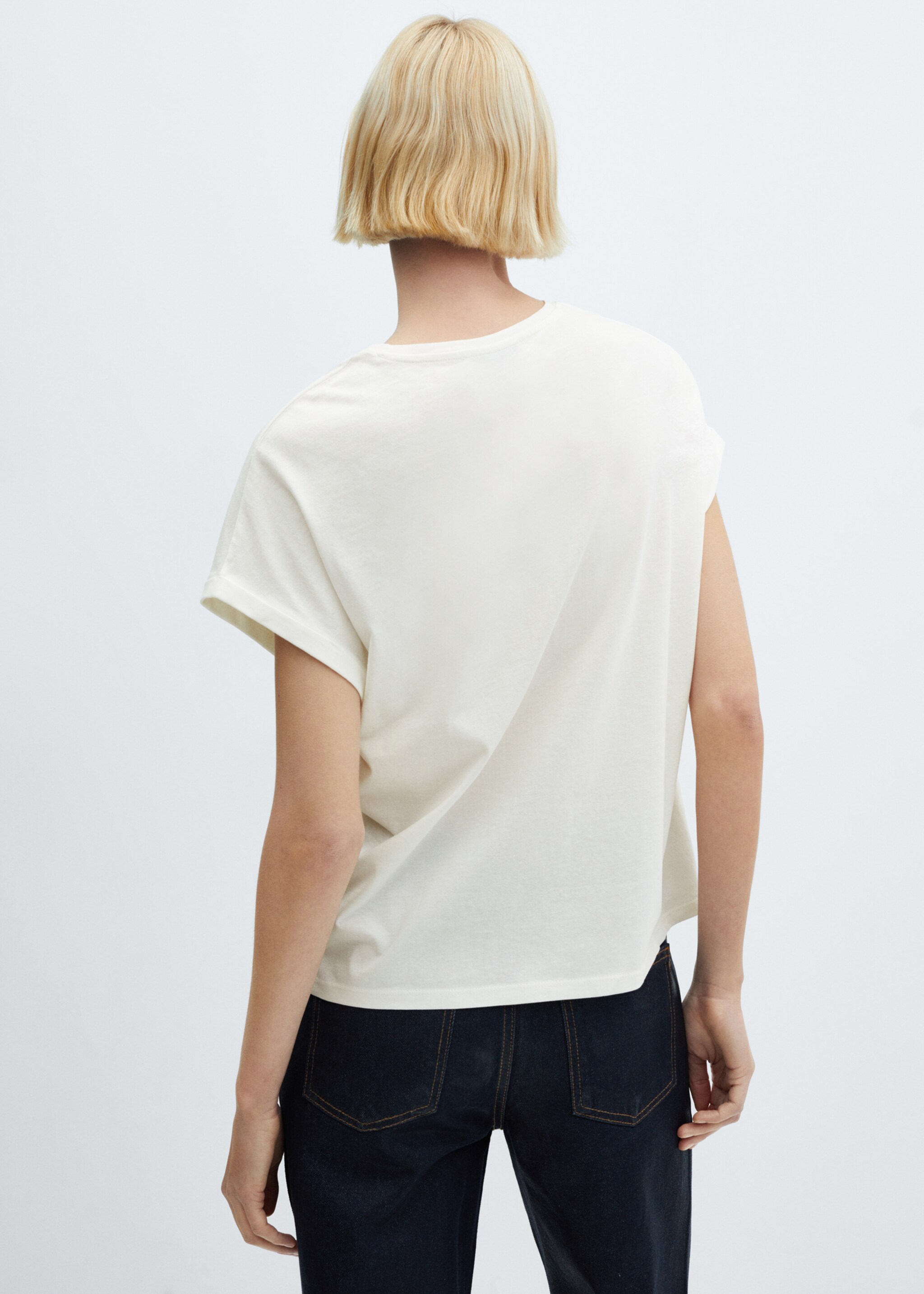 Tricou din bumbac imprimat - Spatele articolului, Alb. Ref: 67035745-00.