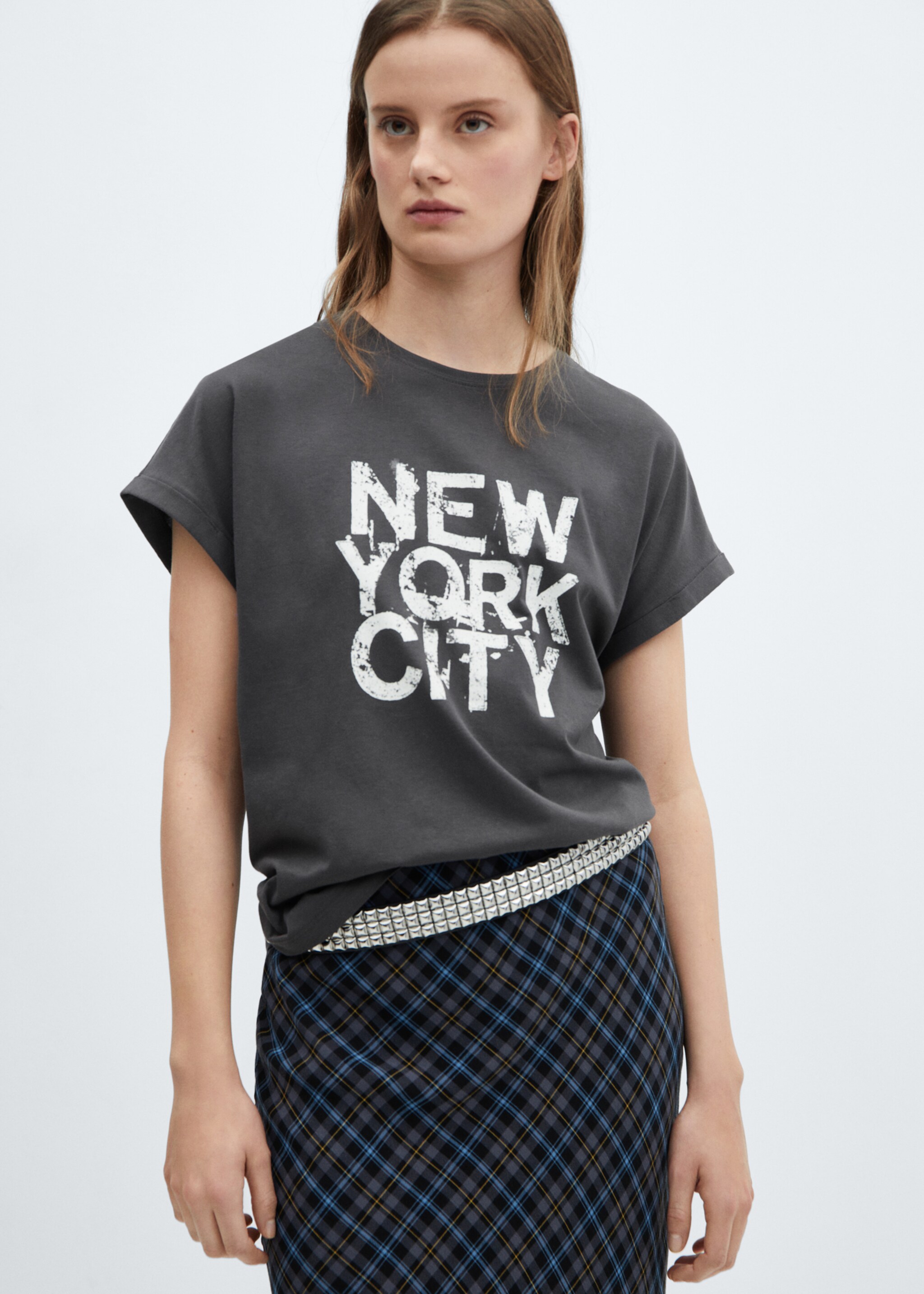 Camiseta algodón estampada - Plano medio