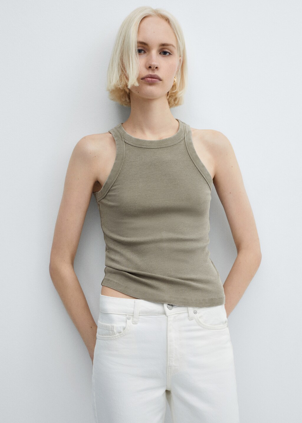 Washed ribbed cotton top - Women | MANGO OUTLET USA
