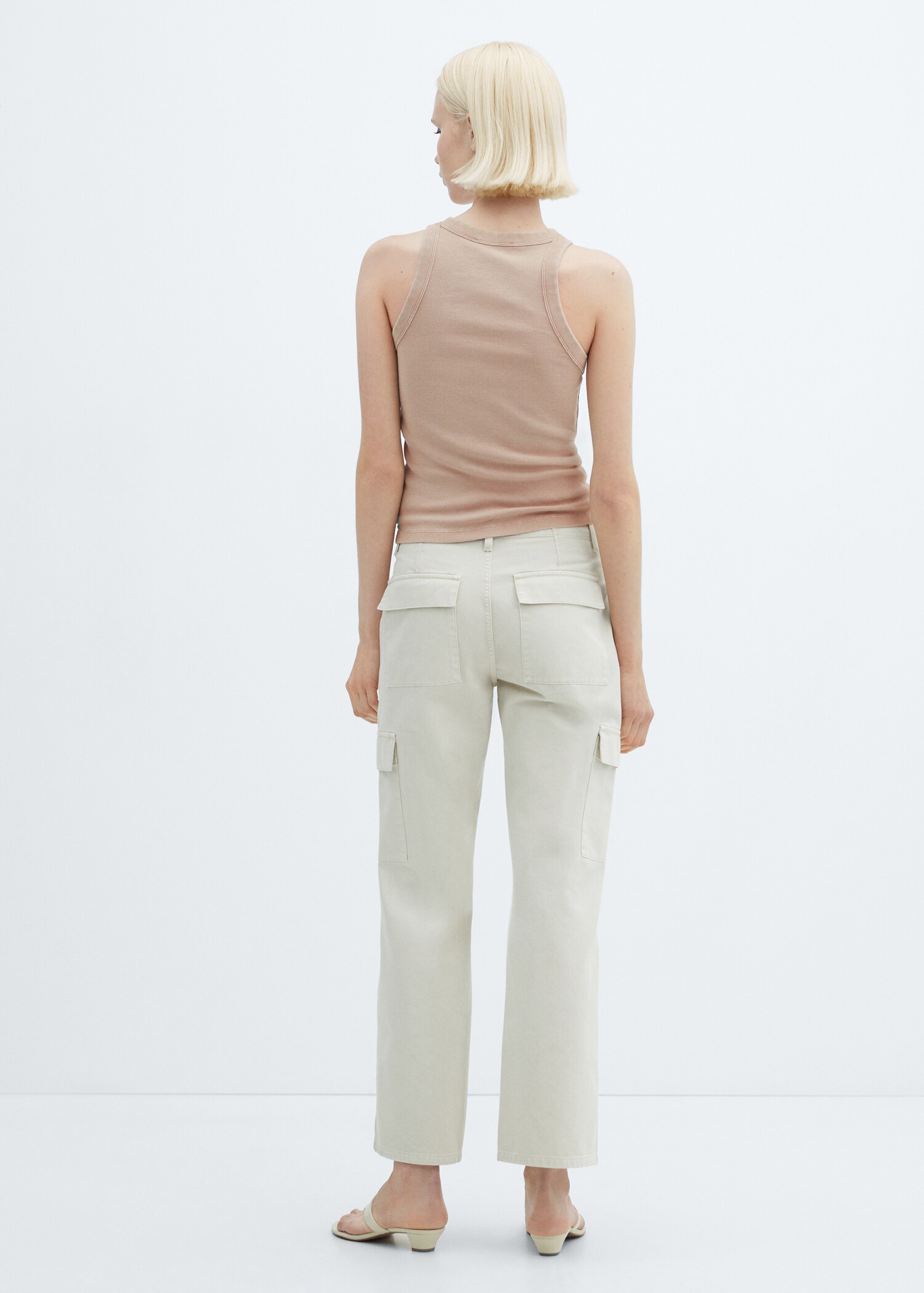 Washed ribbed cotton top - Reverse of the article