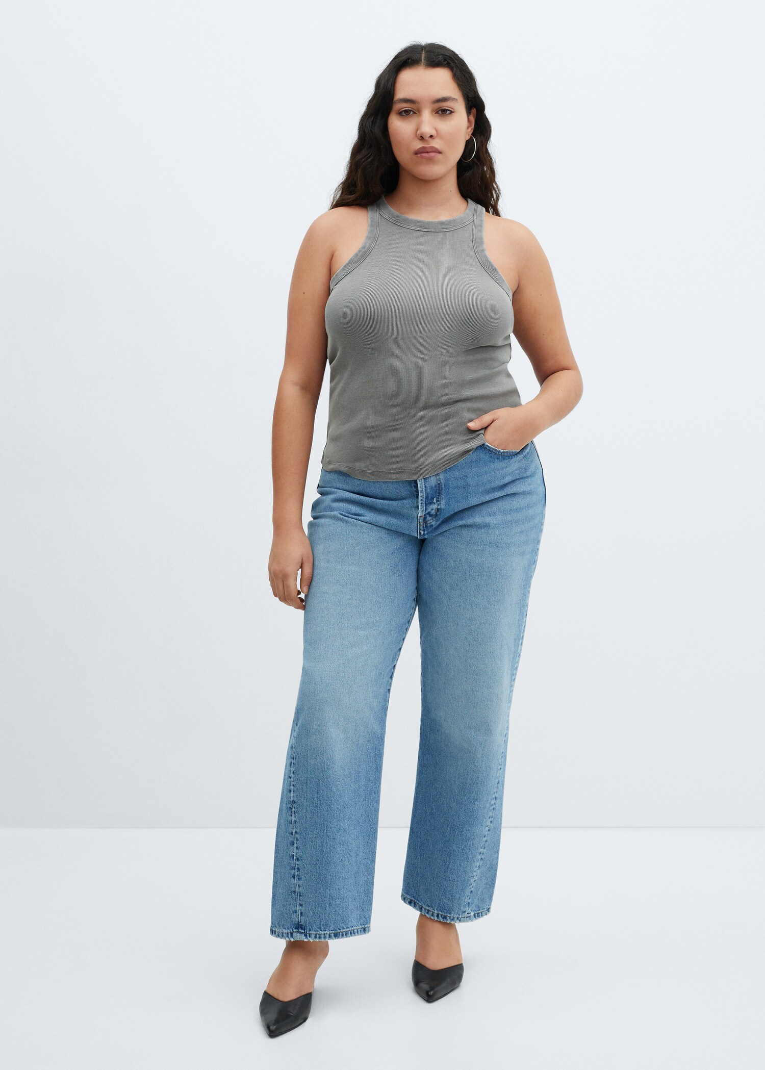 Washed ribbed cotton top - Details of the article 3