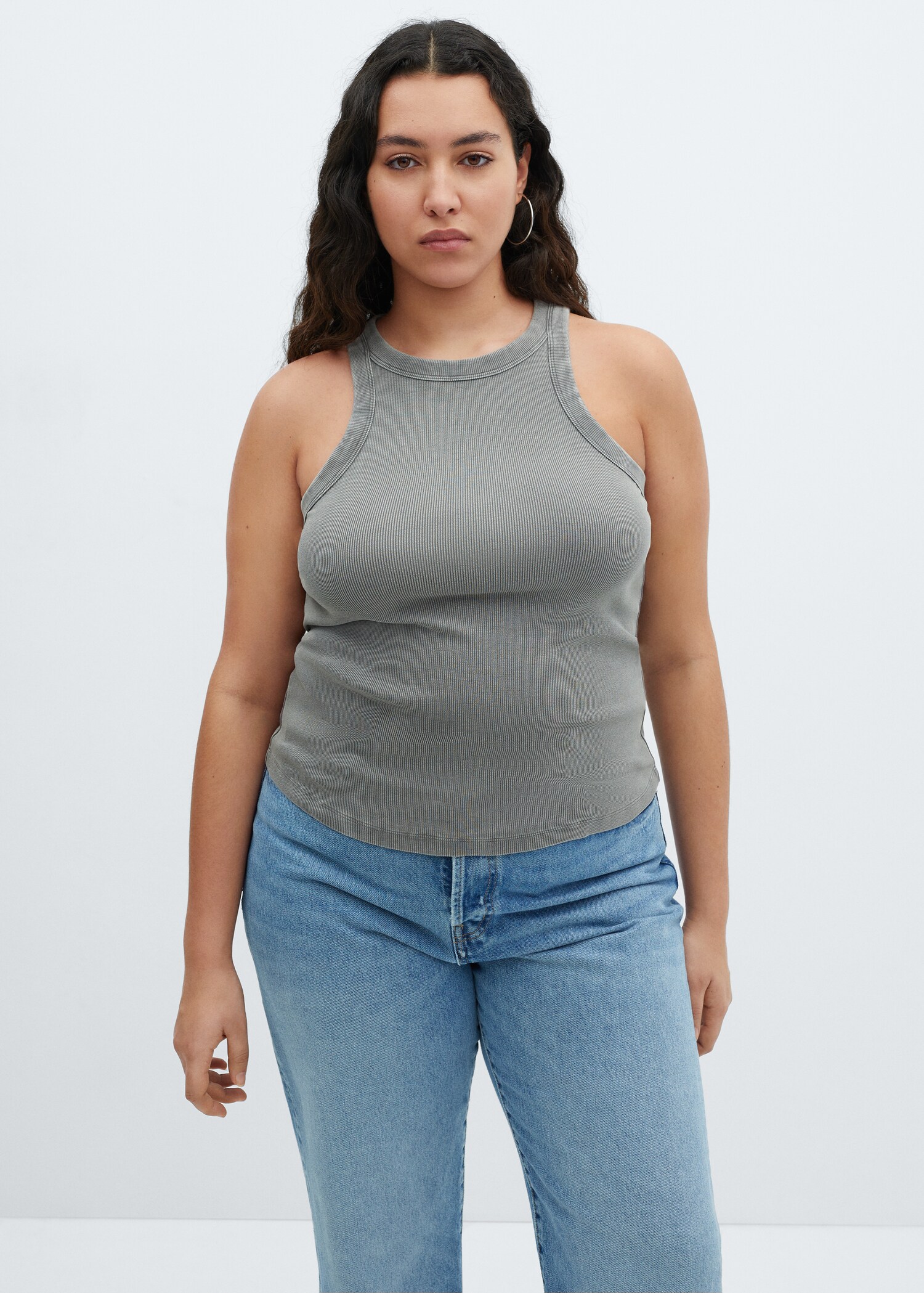Washed ribbed cotton top - Details of the article 5