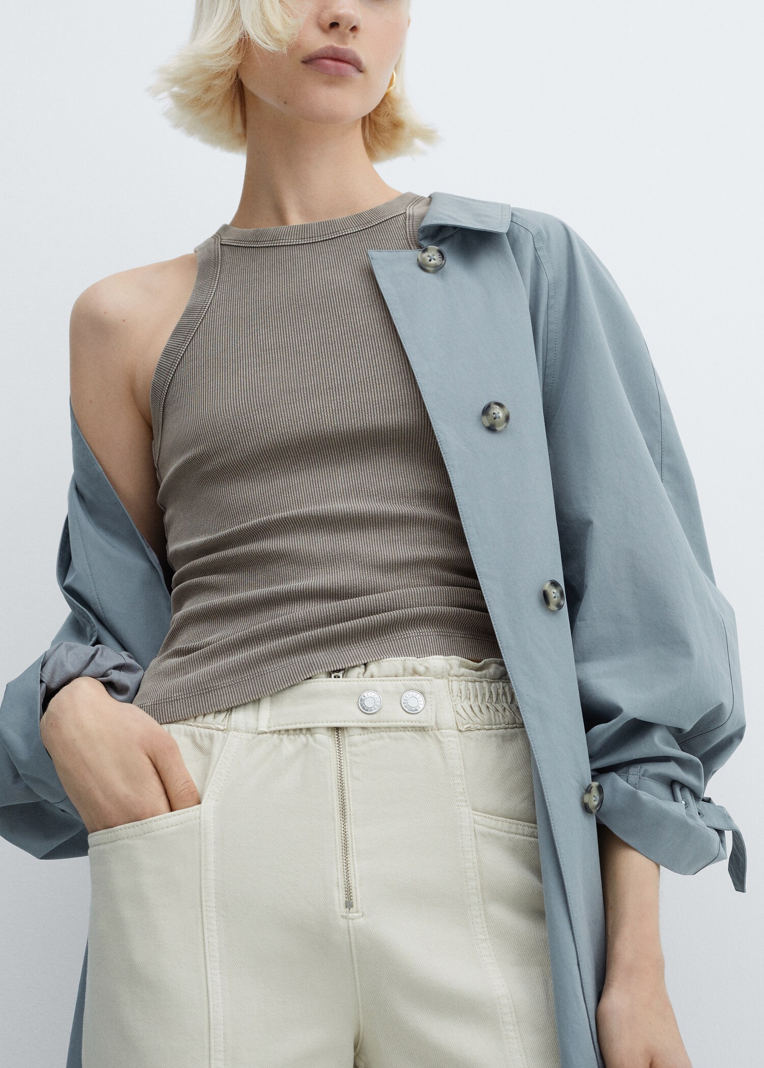 Washed ribbed cotton top - Details of the article 6